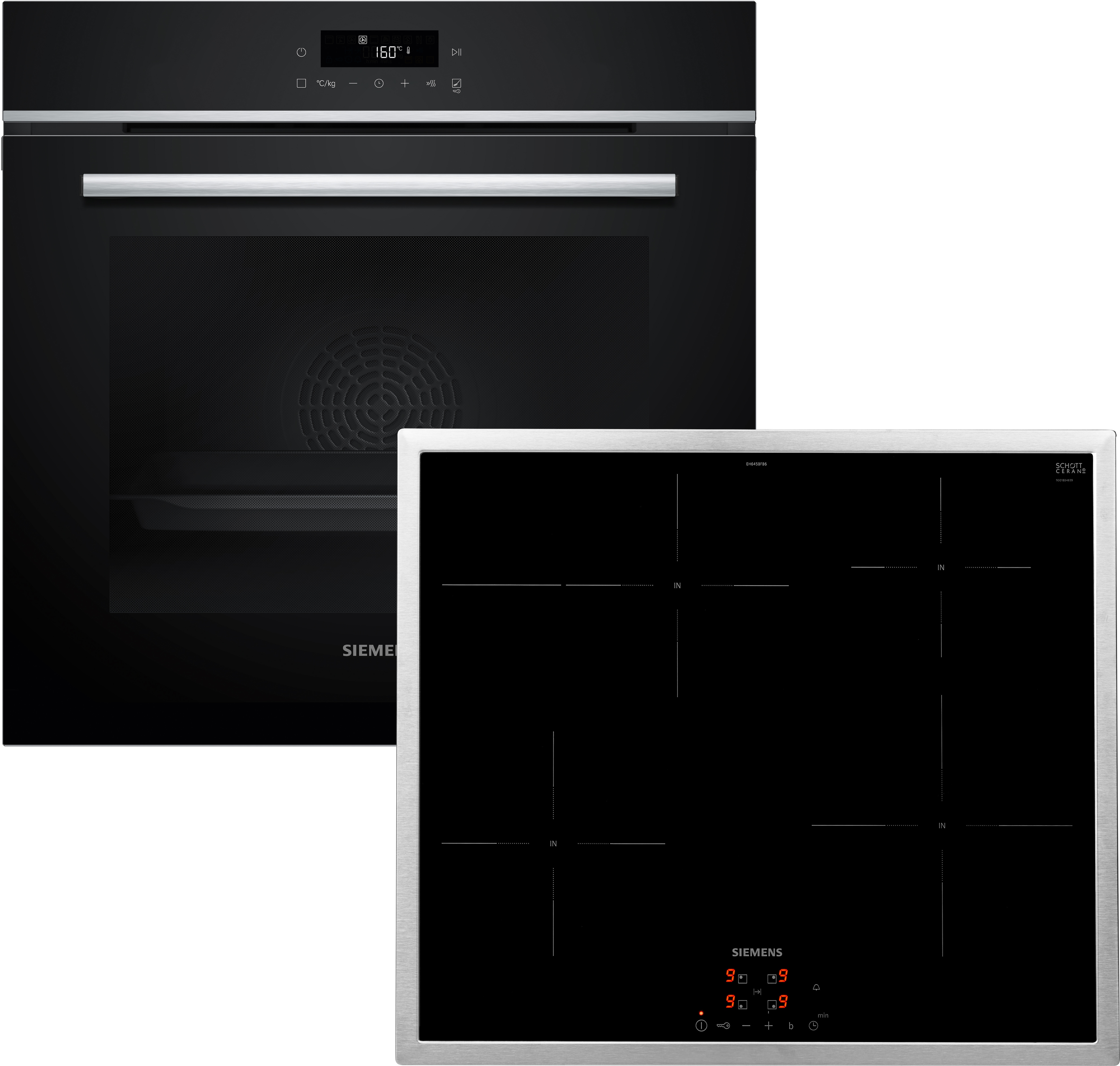 SIEMENS Backofen-Set "HB572ABS3" Pyrolyse-Selbstreinigung Set, Einbau-Backofen-Set, EH645BFB6E + HB572ABS3 + HZ538000, 3 Stk. tlg. 3D-Heißluft auf 3 Ebenen & schneller erhitzen mit powerBoost