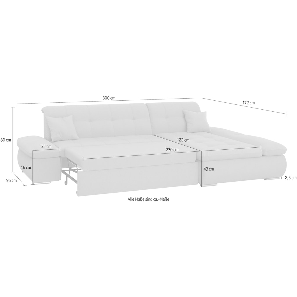 DOMO collection Ecksofa »Moric Schlafsofa B/T/H 300/172/80 cm, viele Bezugsarten, auch in Cord«