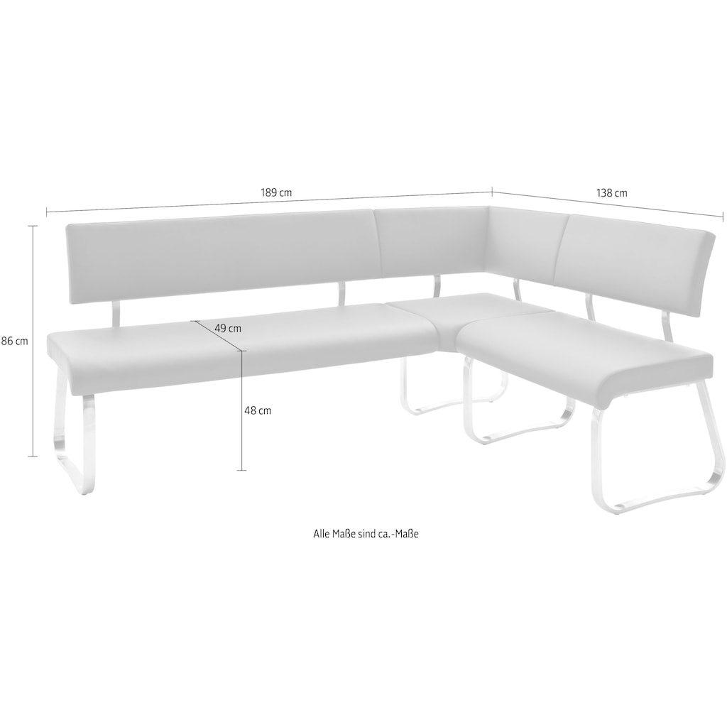 MCA furniture Eckbank »Arco«, Eckbank frei im Raum stellbar, Breite 200 cm, belastbar bis 500 kg