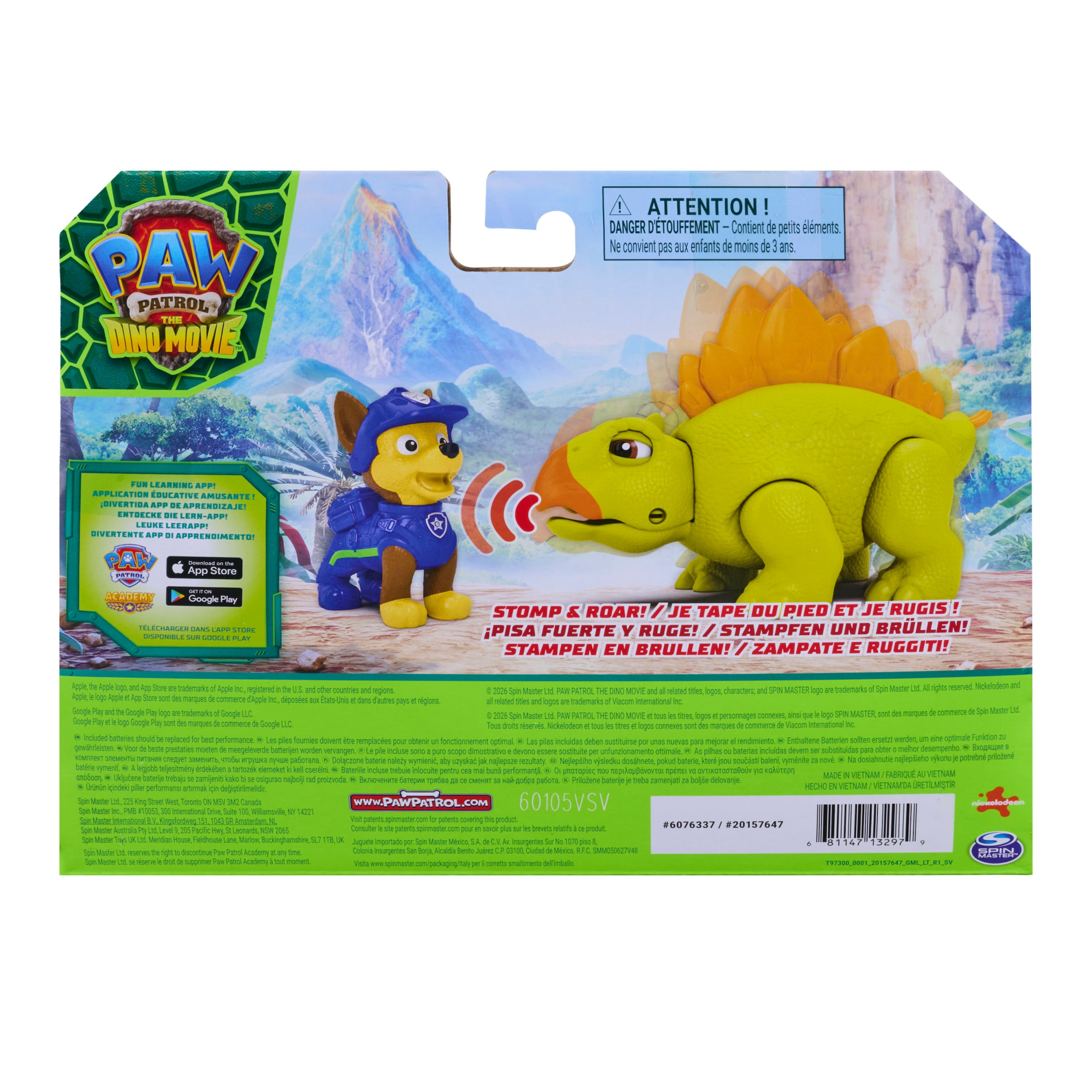 Spin Master Spielfigur »PAW Patrol: Der Dino Film, Chase-Figur & brüllender Stegosaurus« mit Soundeffekten