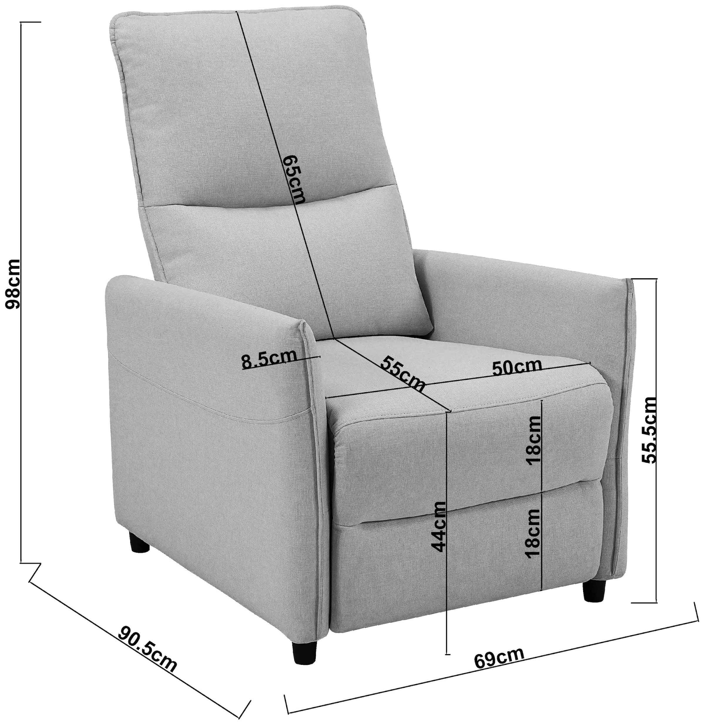 INOSIGN Relaxsessel »CURRIE, mit Liegefunktion, Webstoff-Bezug, Federkern,«, Ruhe-Sessel, Lese-Sessel, TV-Sessel