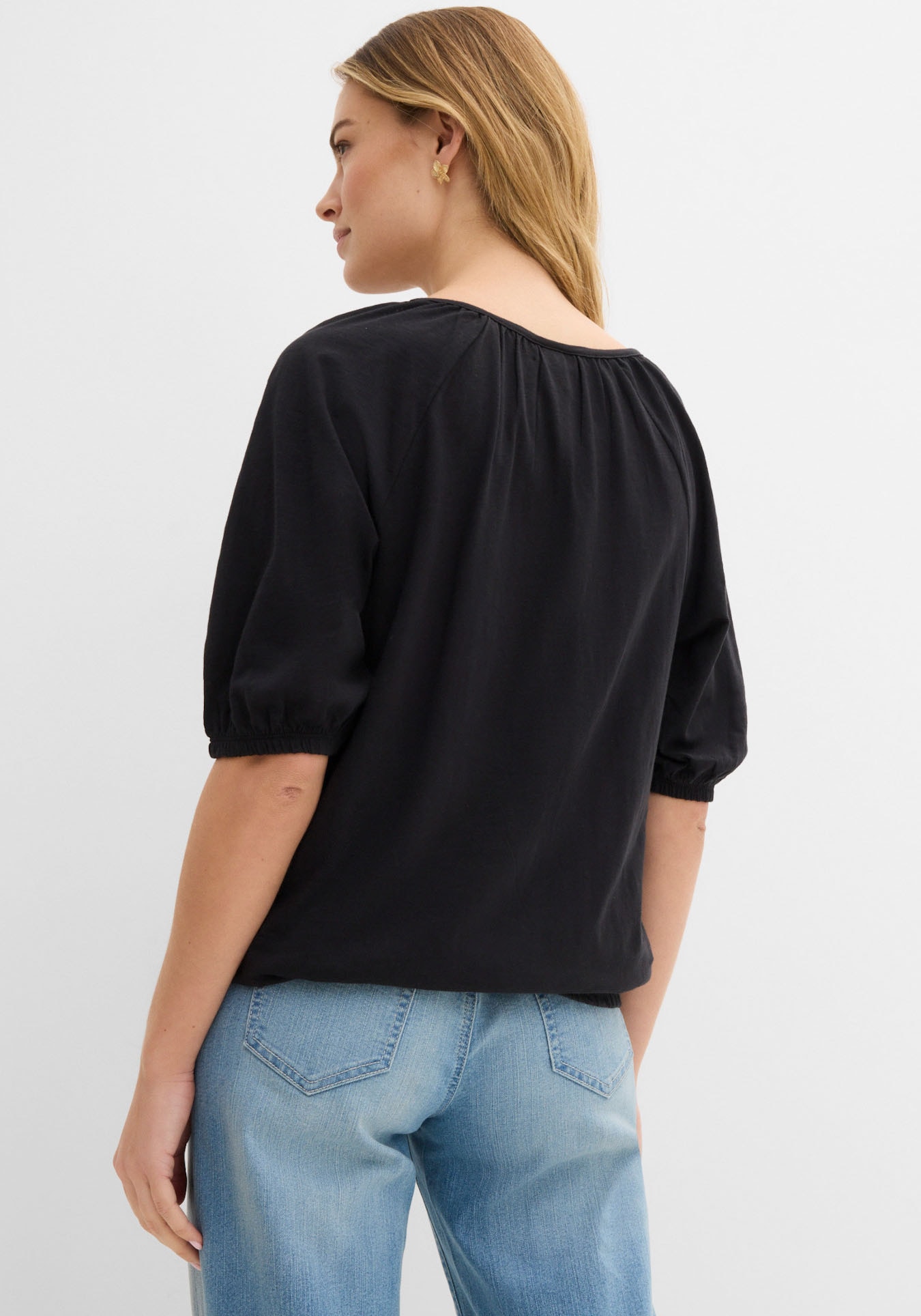 bonprix T-Shirt »Shirt aus reiner Baumwolle« Ballonform, lockere Passform, Halbarm-Design, aus reiner Baumwolle