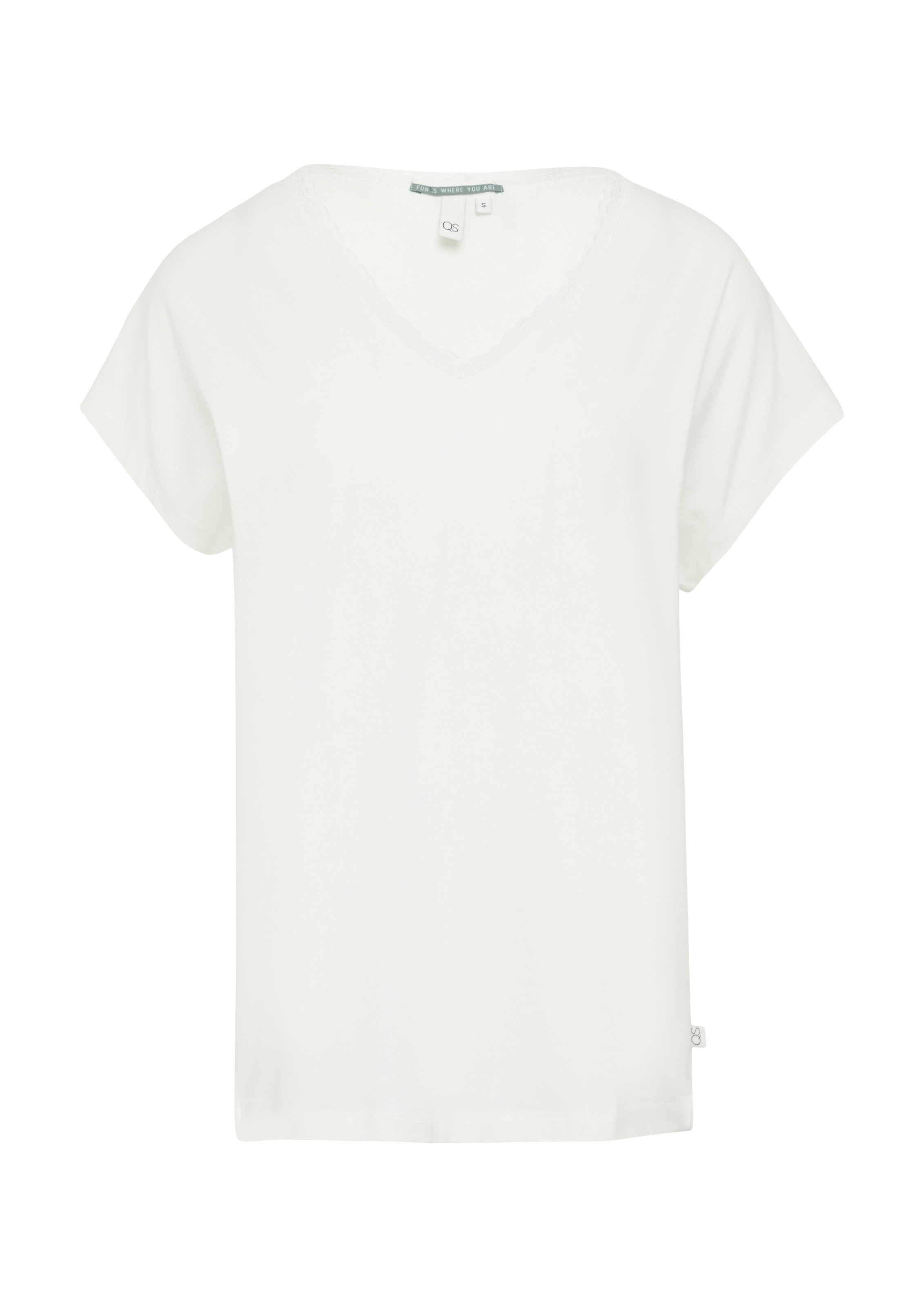 QS T-Shirt, mit Spitze am Ausschnitt