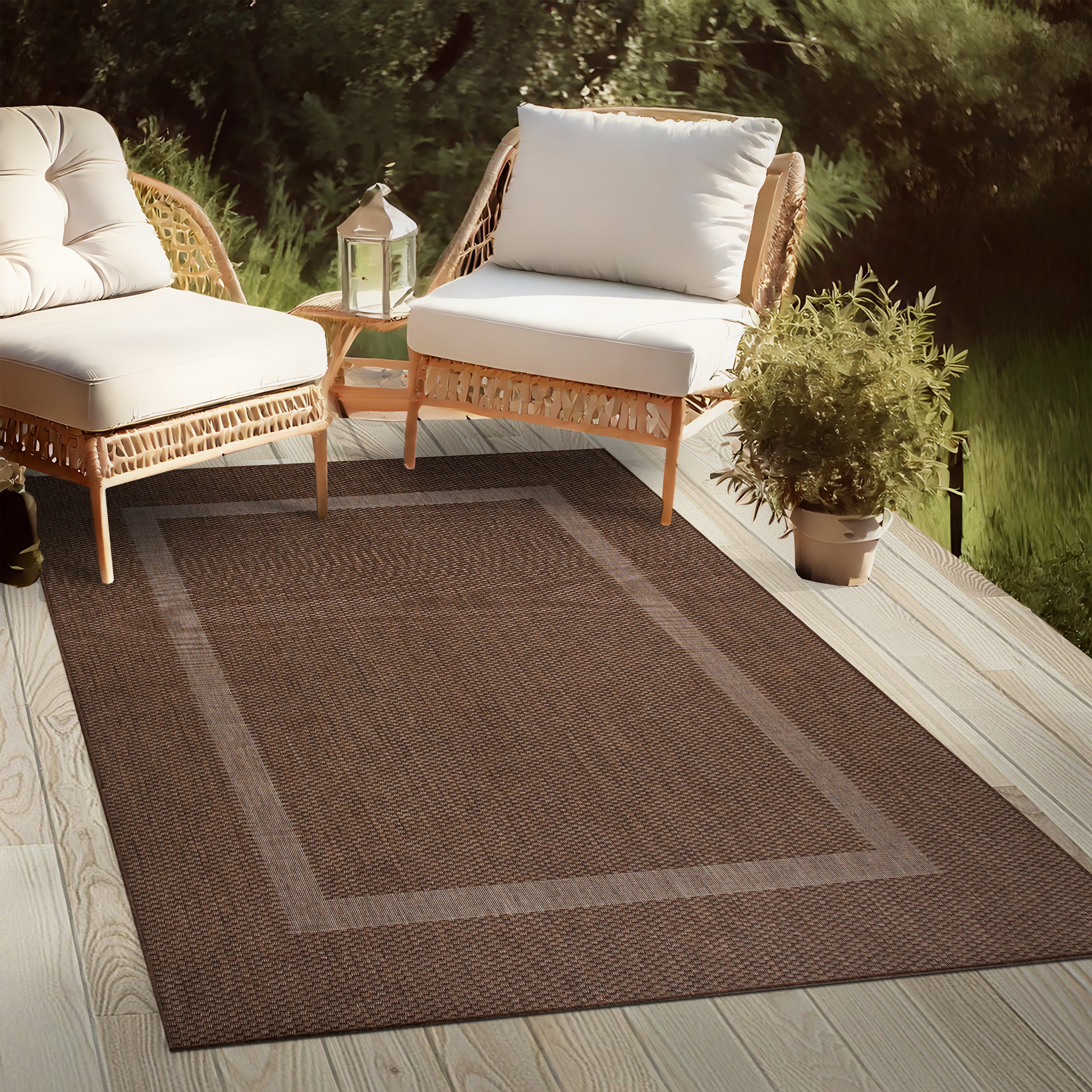 my home Teppich »Venedig Bordüre auch als Läufer erhältlich«, rechteckig, 3 mm Höhe, In- und Outdoor geeignet, Sisal-Optik, Wetterfest & UV-beständig