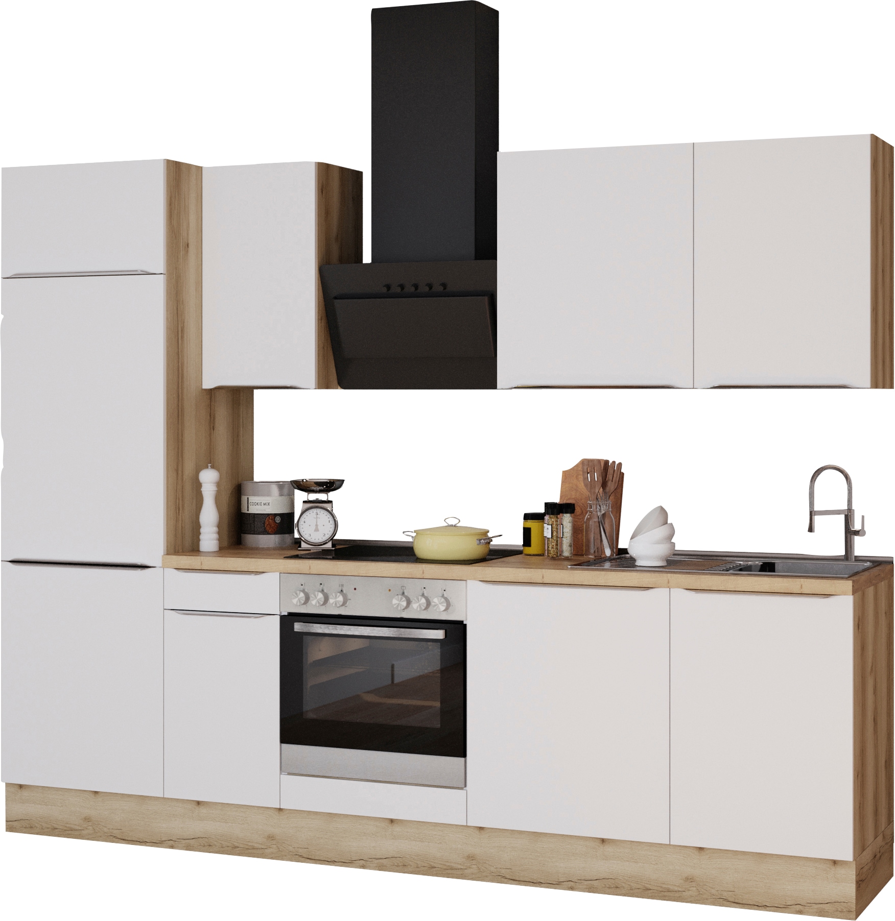 Küchenzeile »Aken«, mit E-Geräten, Breite 270 cm
