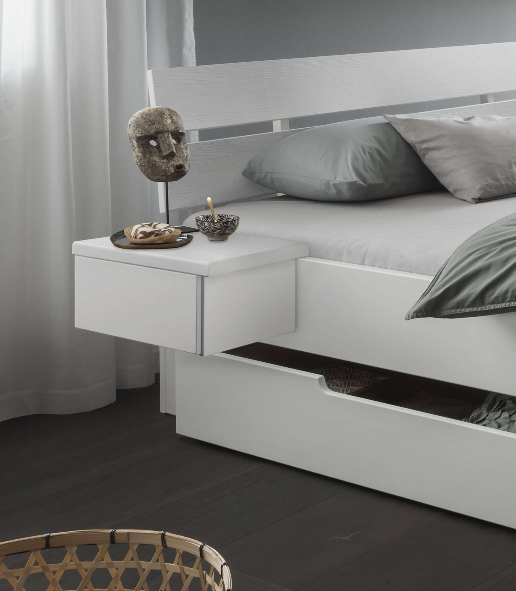 Nachttisch HOME AFFAIRE "Progress Hängetische, aus massiver Kiefer, FSC-zertifiziert", weiß, B:43cm H:20cm T:39cm, Tische, Nachttisch, Bettablagen im 2tlg.Set, Made in Europe 3