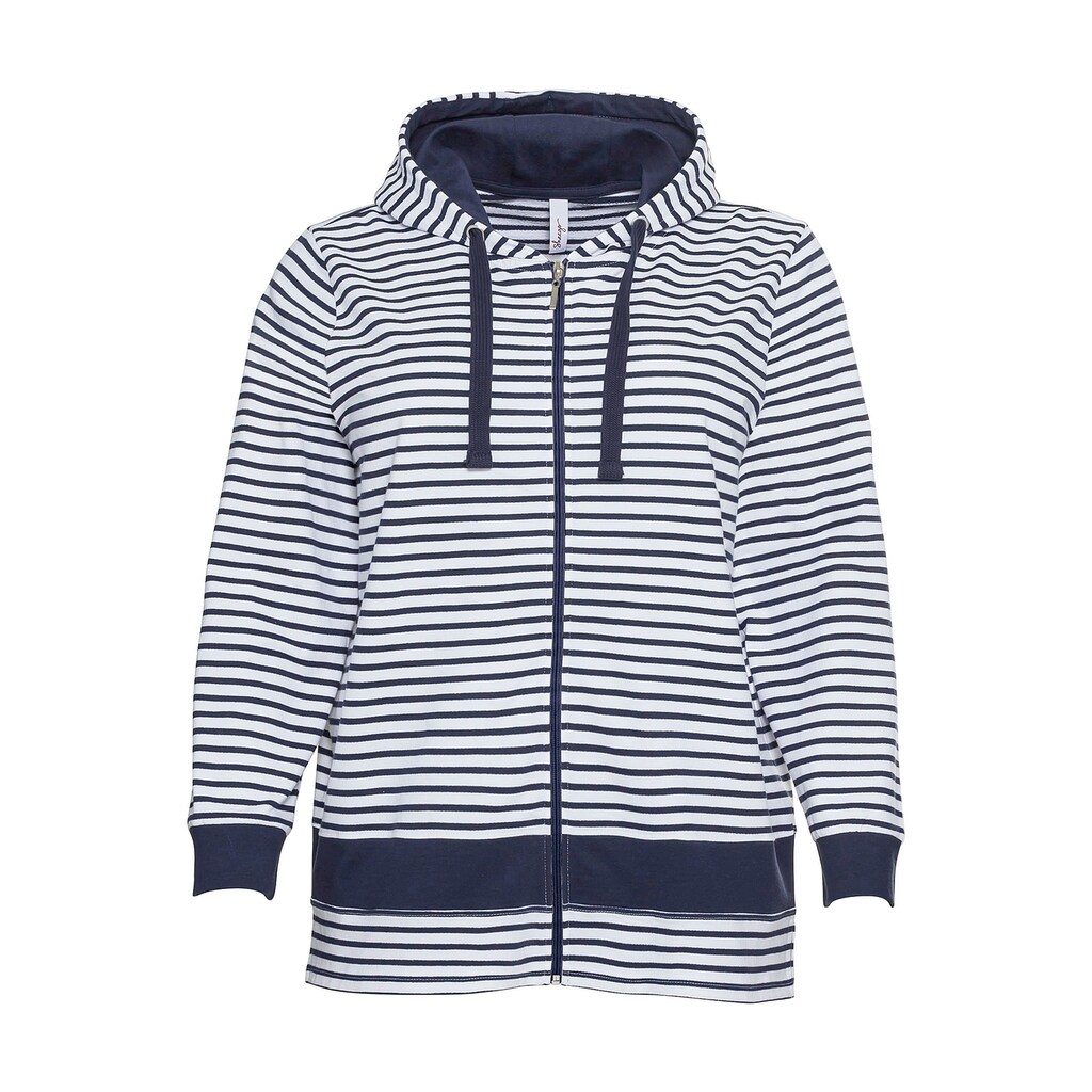 Marken Sheego Sheego Kapuzensweatjacke »sheego Sweatjacke«, aus reiner Baumwolle marine-gestreift Marken Sheego Sheego Kapuzensweatjacke »sheego Sweatjacke«, aus reiner Baumwolle marine-gestreift