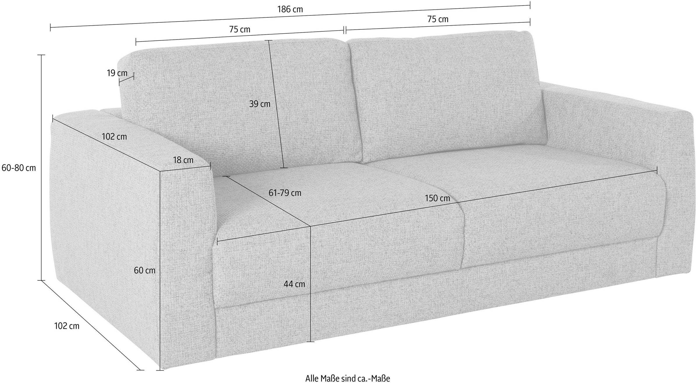 OTTO home 2-Sitzer "Hobro" in 3 Bezugsqualitäten in vielen Farben, Design b günstig online kaufen