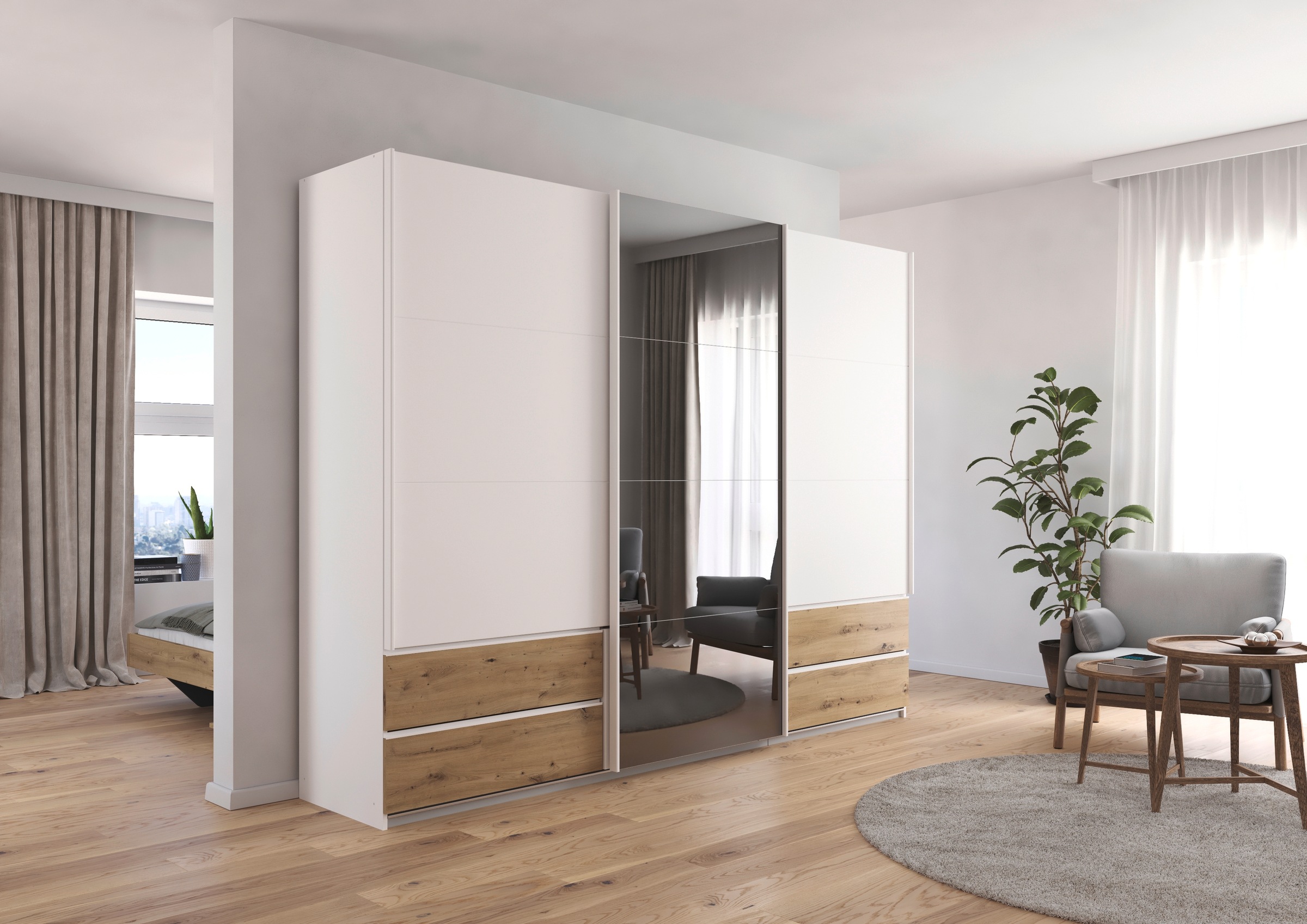 rauch Schwebetürenschrank "Kleiderschrank Schrank Garderobe ELARA Glastür/G günstig online kaufen