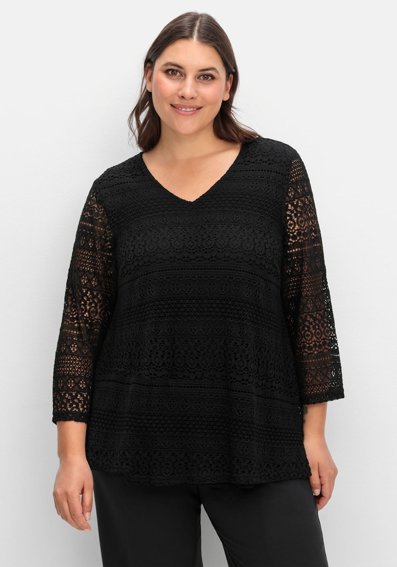Sheego Spitzenshirt "Spitzenshirt" 1 Stk. tlg. günstig online kaufen