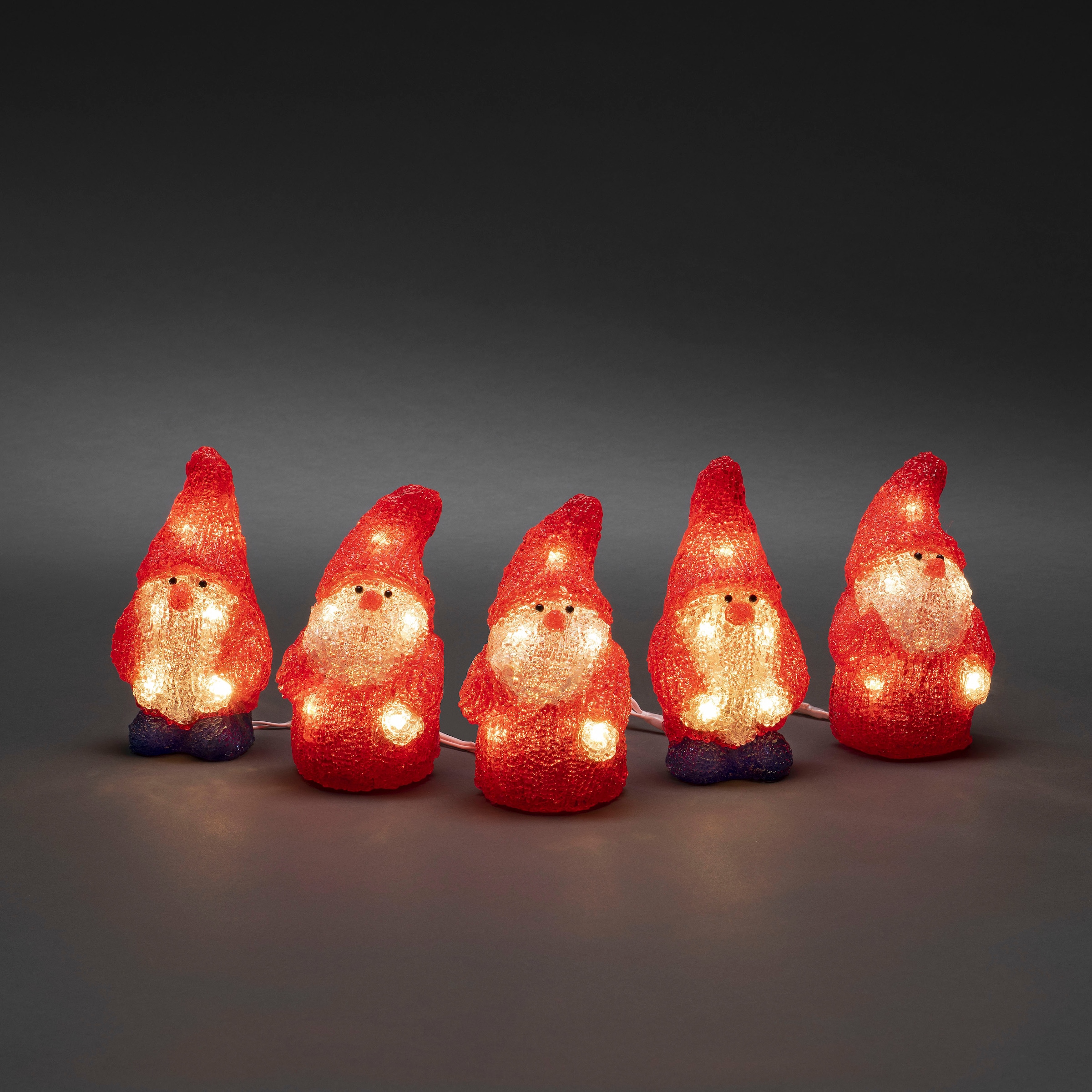 KONSTSMIDE LED Dekofigur »LED Acryl Weihnachtsmann, 5er-Set, 40 warm weiße Dioden«, 40 flammig