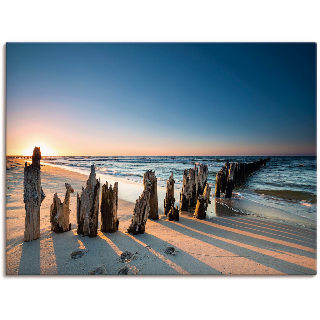 Artland Wandbild »Sonnenuntergang Strand Wellenbrecher«, Meer Bilder, (1 St.)