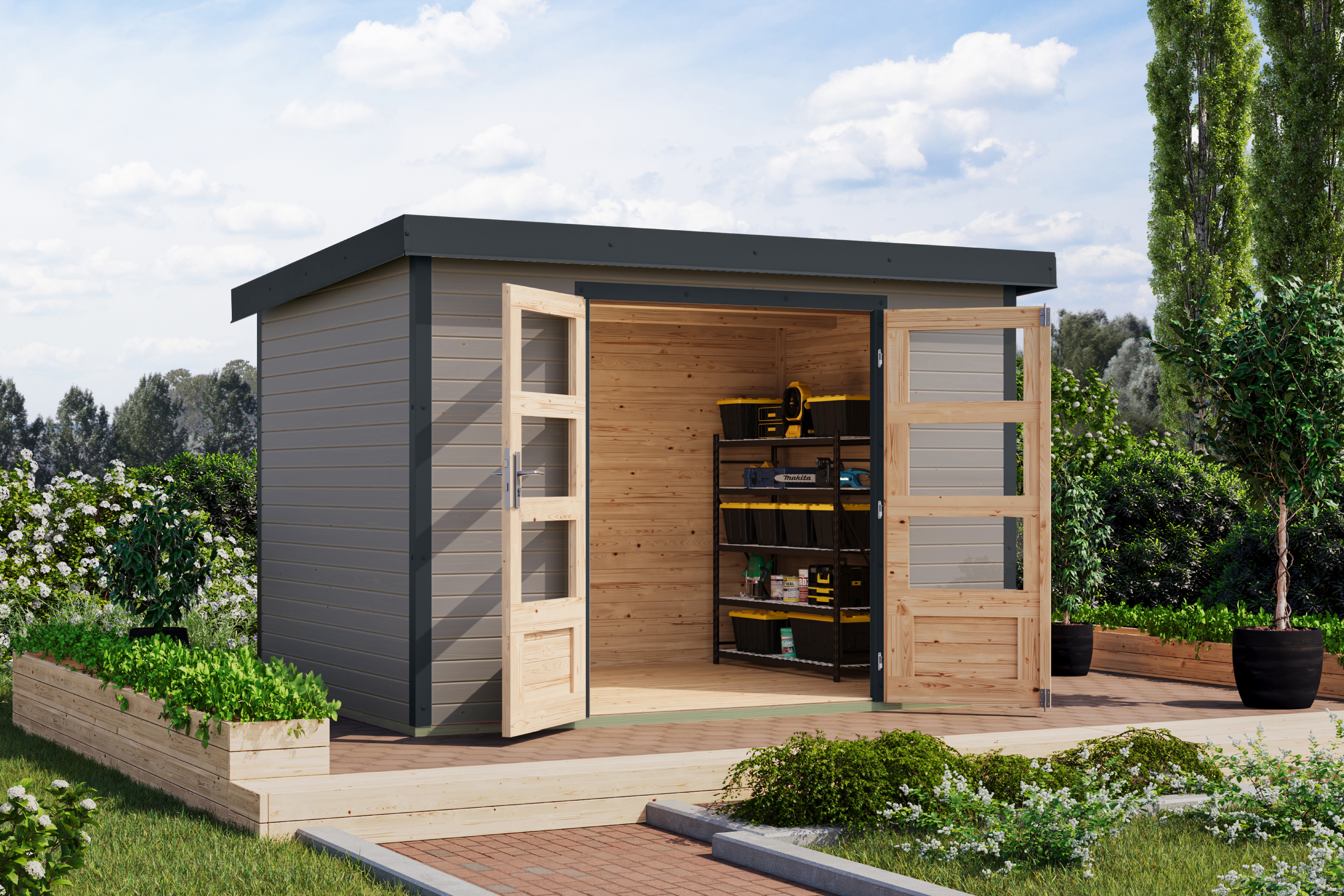 Karibu Gartenhaus "Jupiterino 4, in verschiedenen Farben"
