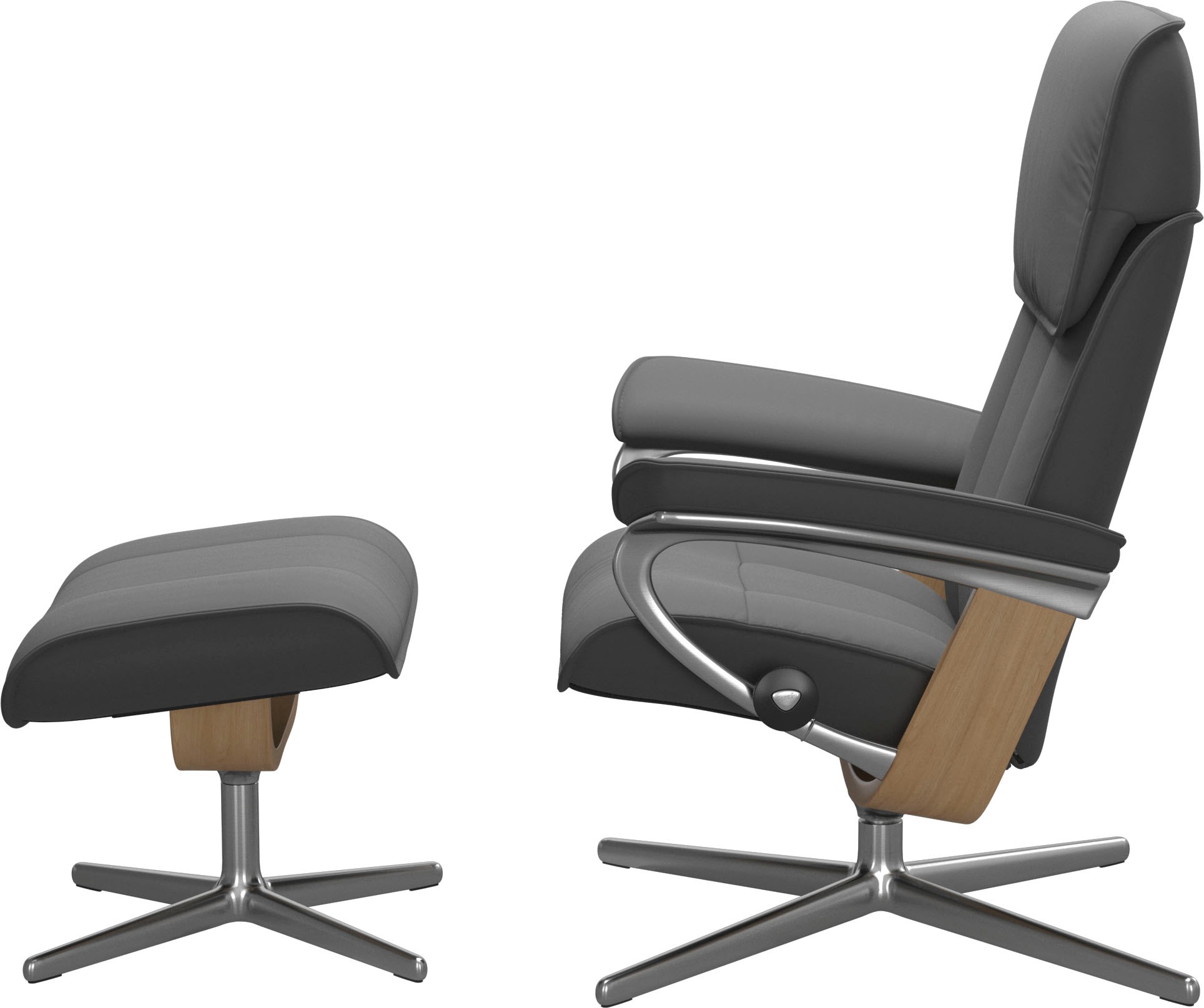 Stressless® Relaxsessel »Admiral«, (Set, Relaxsessel inkl. Hocker), mit Cross Base, Größe M & L, Holzakzent Eiche