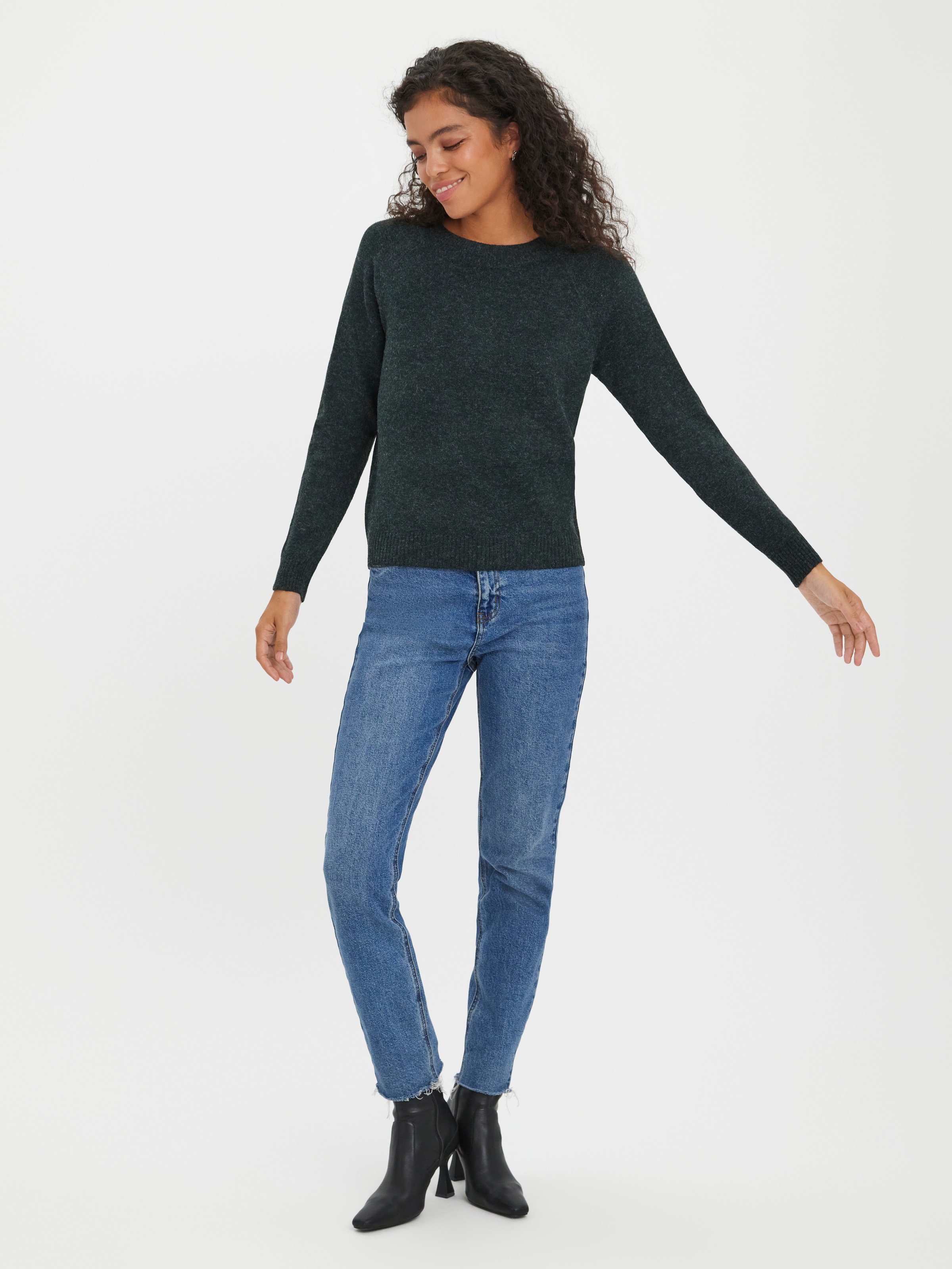Thumbnail - Vero Moda Rundhalspullover "VMDOFFY LS O-NECK BLOUSE GA NOOS" Materialmix, regular fit