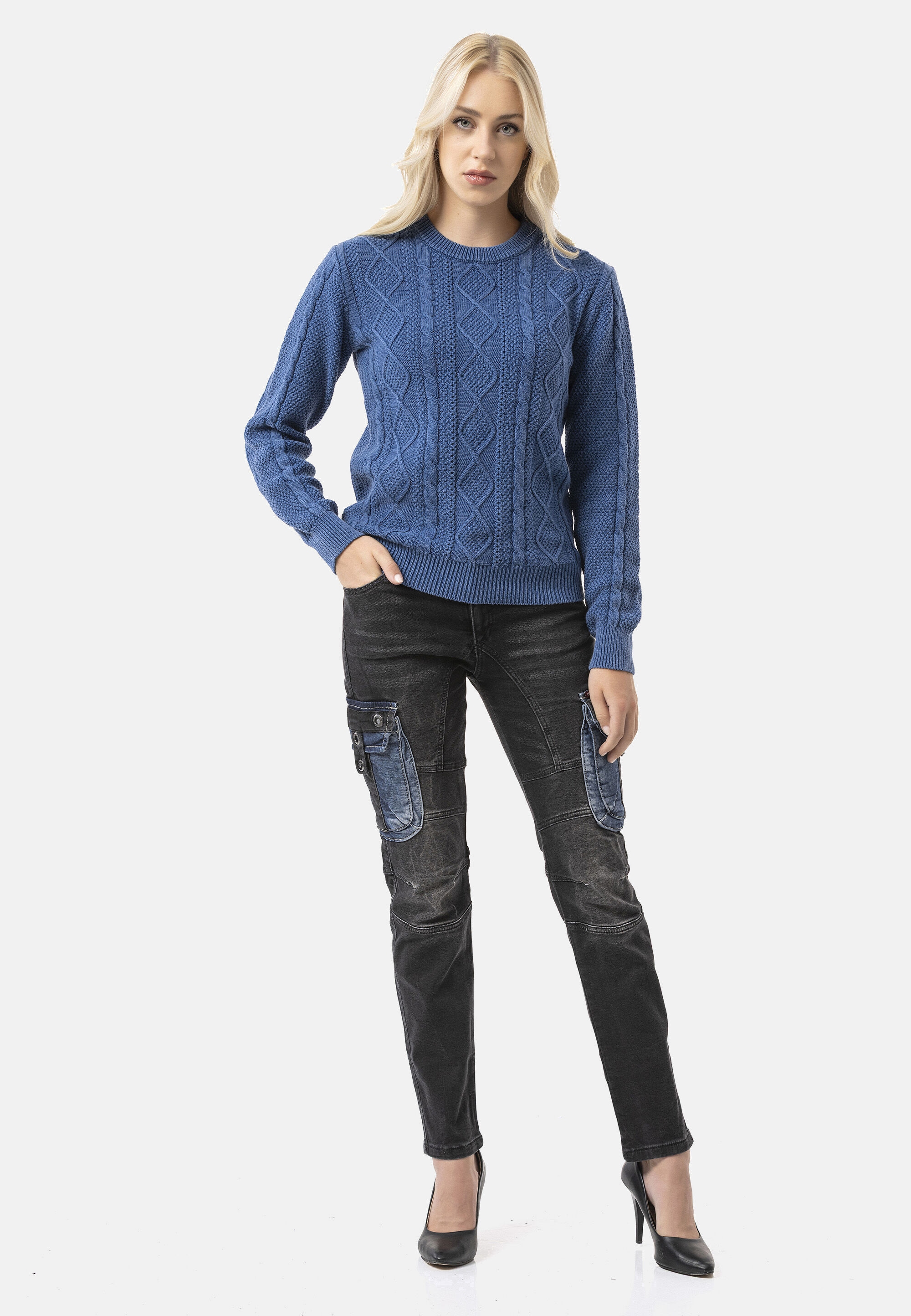 Cipo & Baxx Strickpullover »WP267« 1 mit Zopfmuster