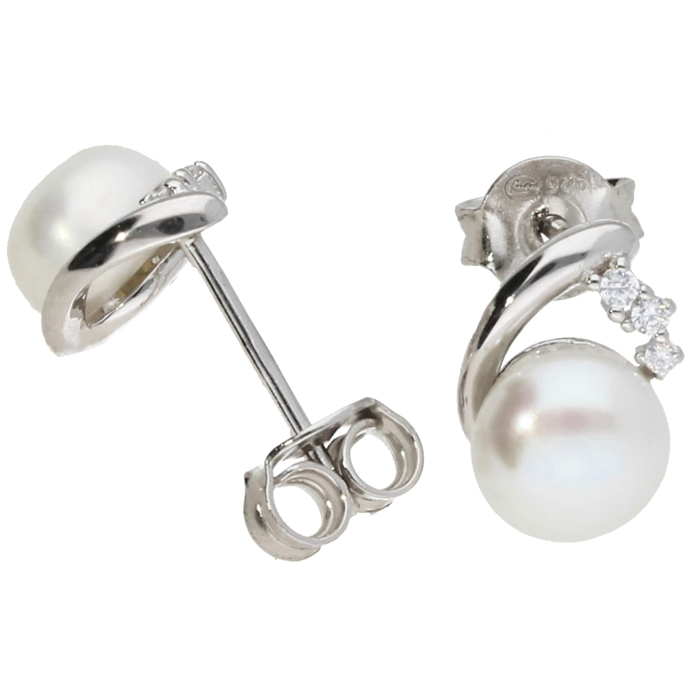 Smart Jewel Paar Ohrstecker »mit Zirkonia und Süßwasser-Perle, Silber 925«