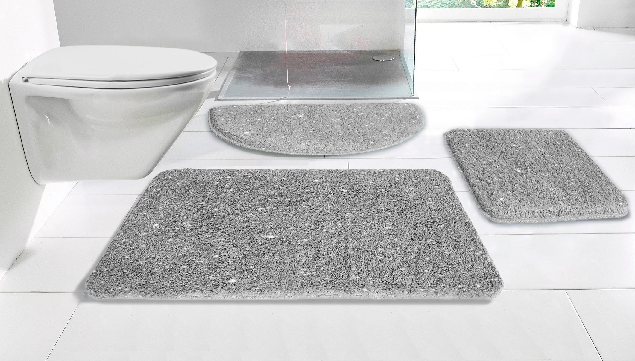 my home Badematte "Glitzer, Badvorleger, Badezimmer Teppich" Höhe 30 mm rut günstig online kaufen