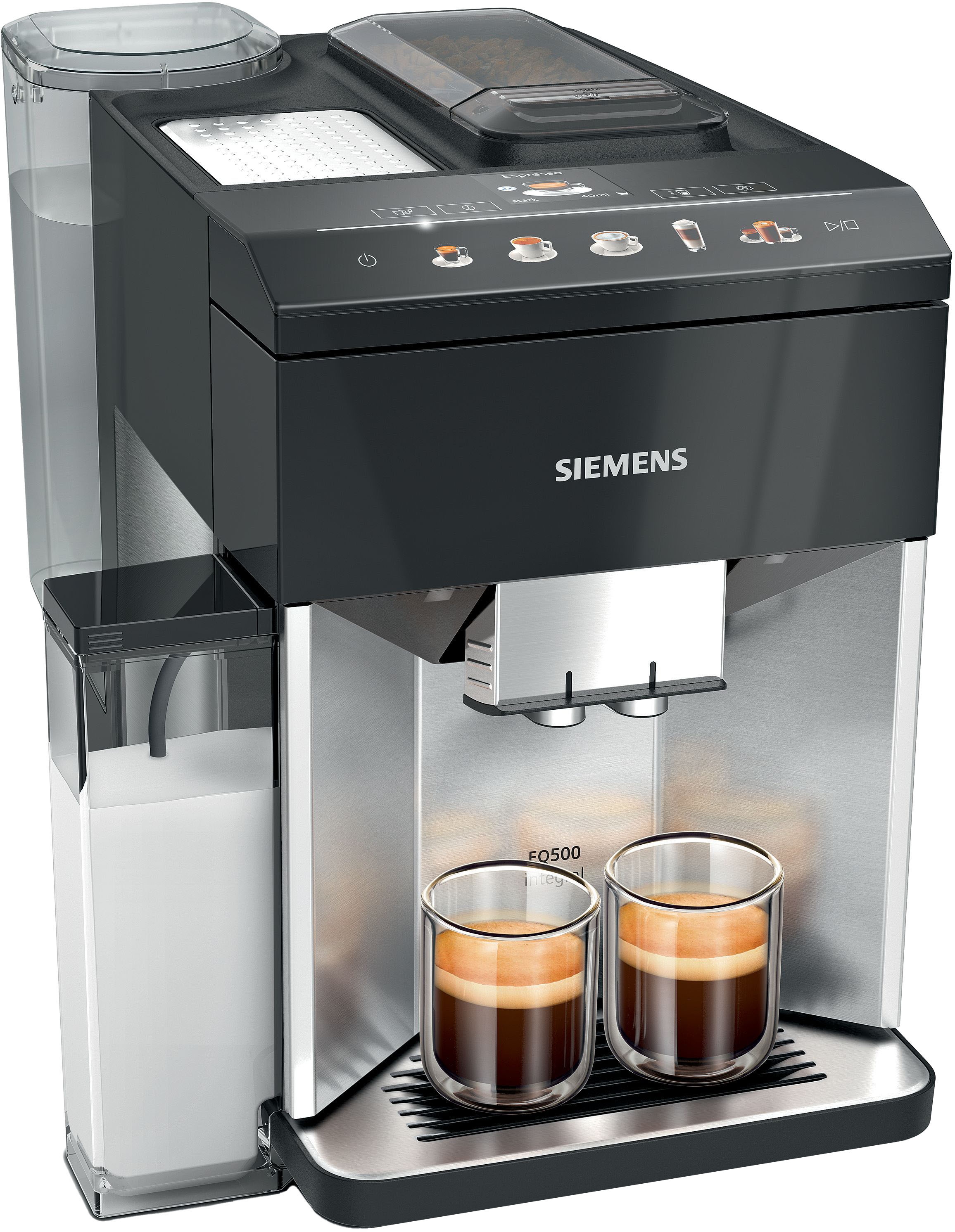 SIEMENS Kaffeevollautomat "EQ500 integral TQ517D03, intuitives Farbdisplay, Doppeltassenfunktion", integrierter Milchbeh