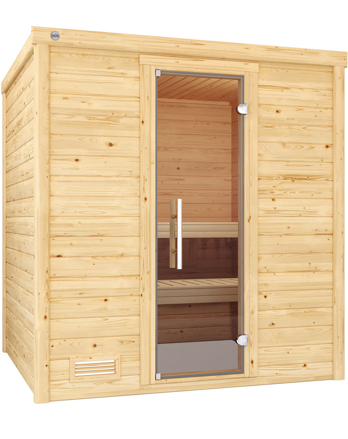 weka Sauna "Massivholzsauna BERGEN 2", Blockbohlen, moderne Ganzglastür