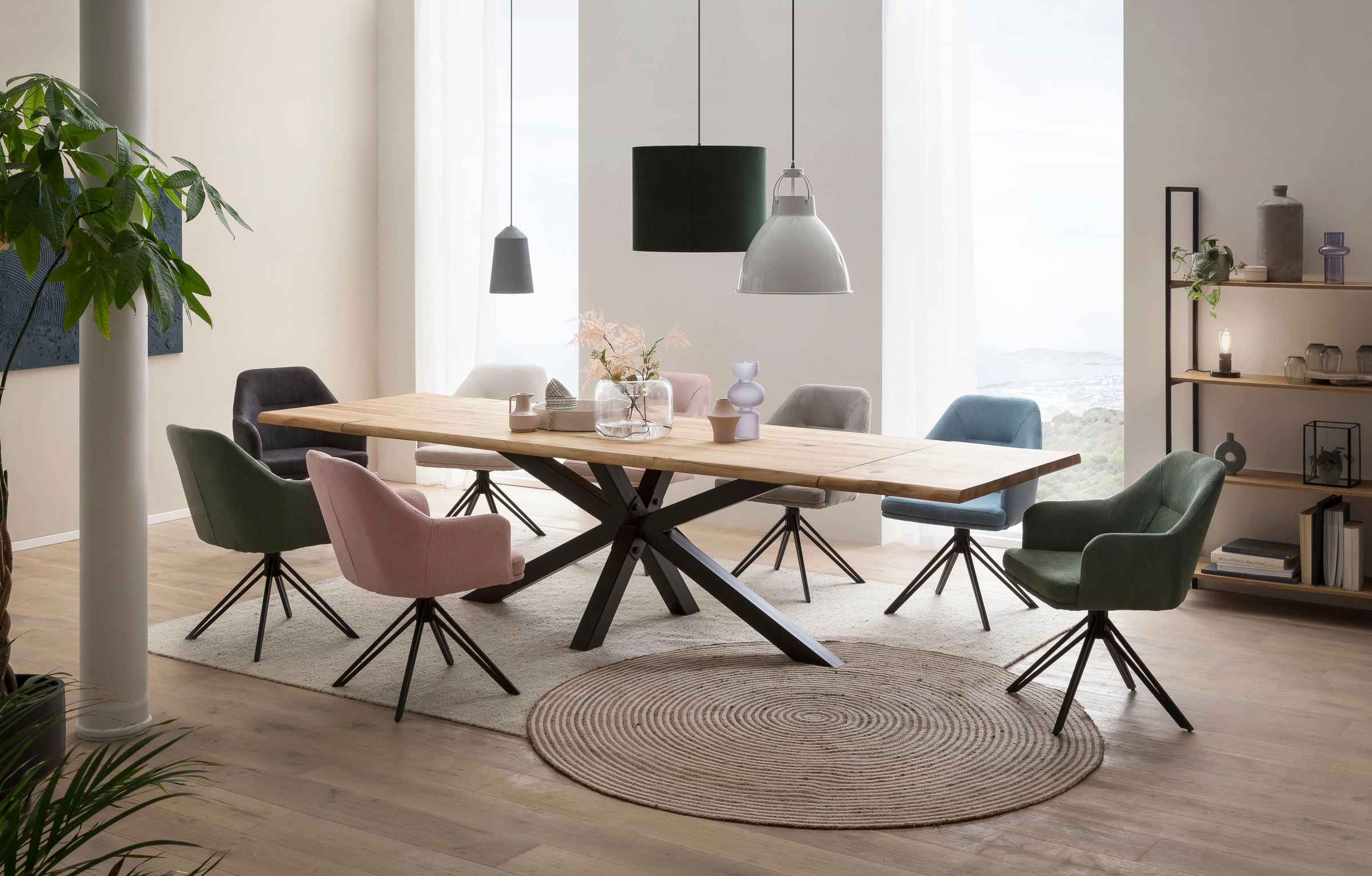 Home affaire Esszimmerstuhl "Alaro" () 2 Stk. Cord mit Drehfunktion, Armleh günstig online kaufen