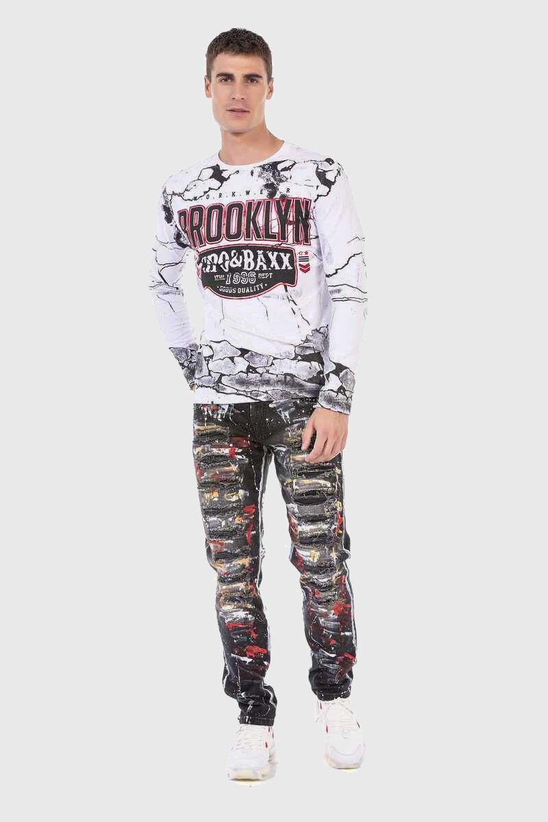 Cipo & Baxx T-Shirt »Sweatshirts«, mit Print und Allover-Muster