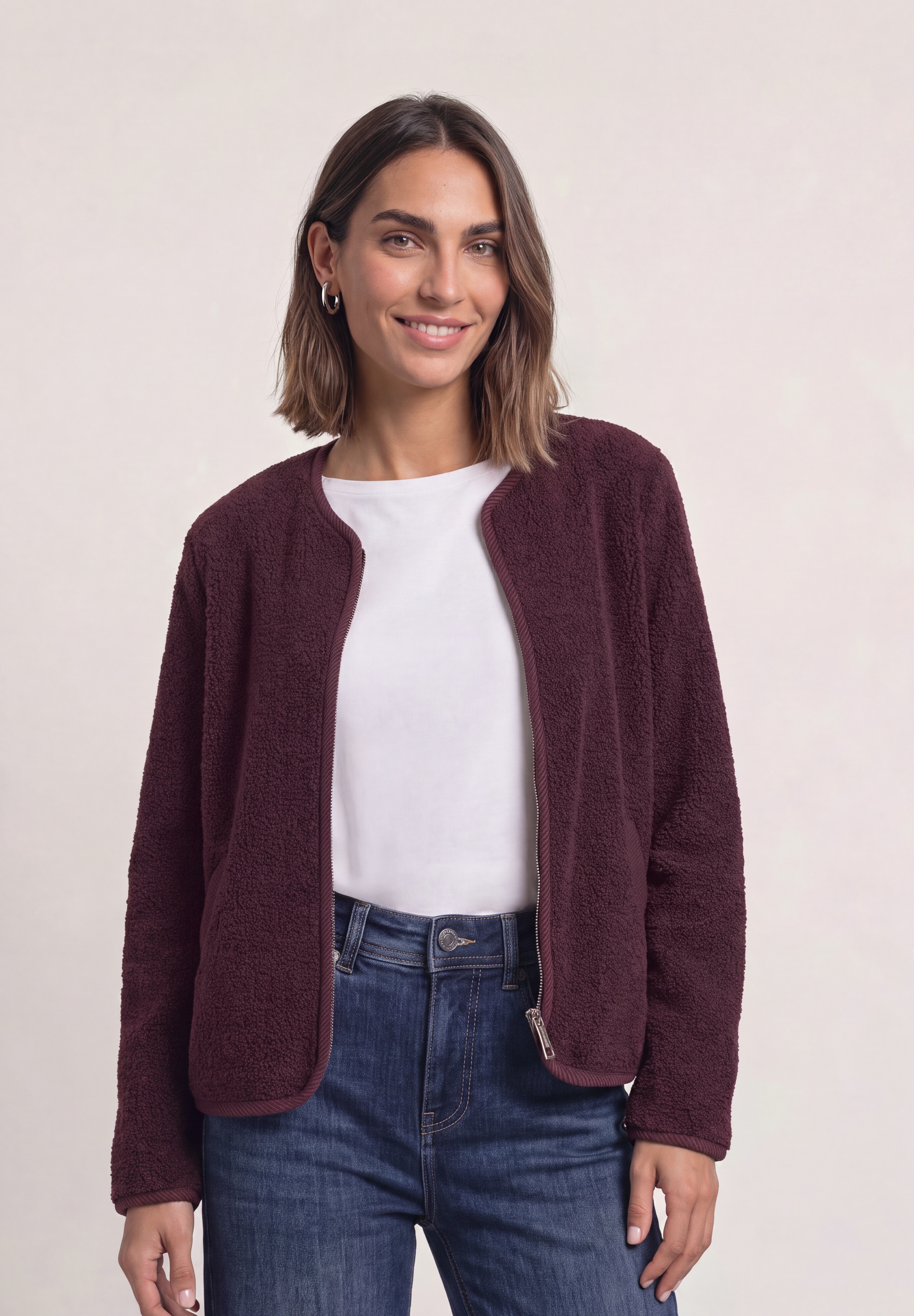 STREET ONE Fellimitatjacke ohne Kapuze mit innerem wärmendem Teddyfell