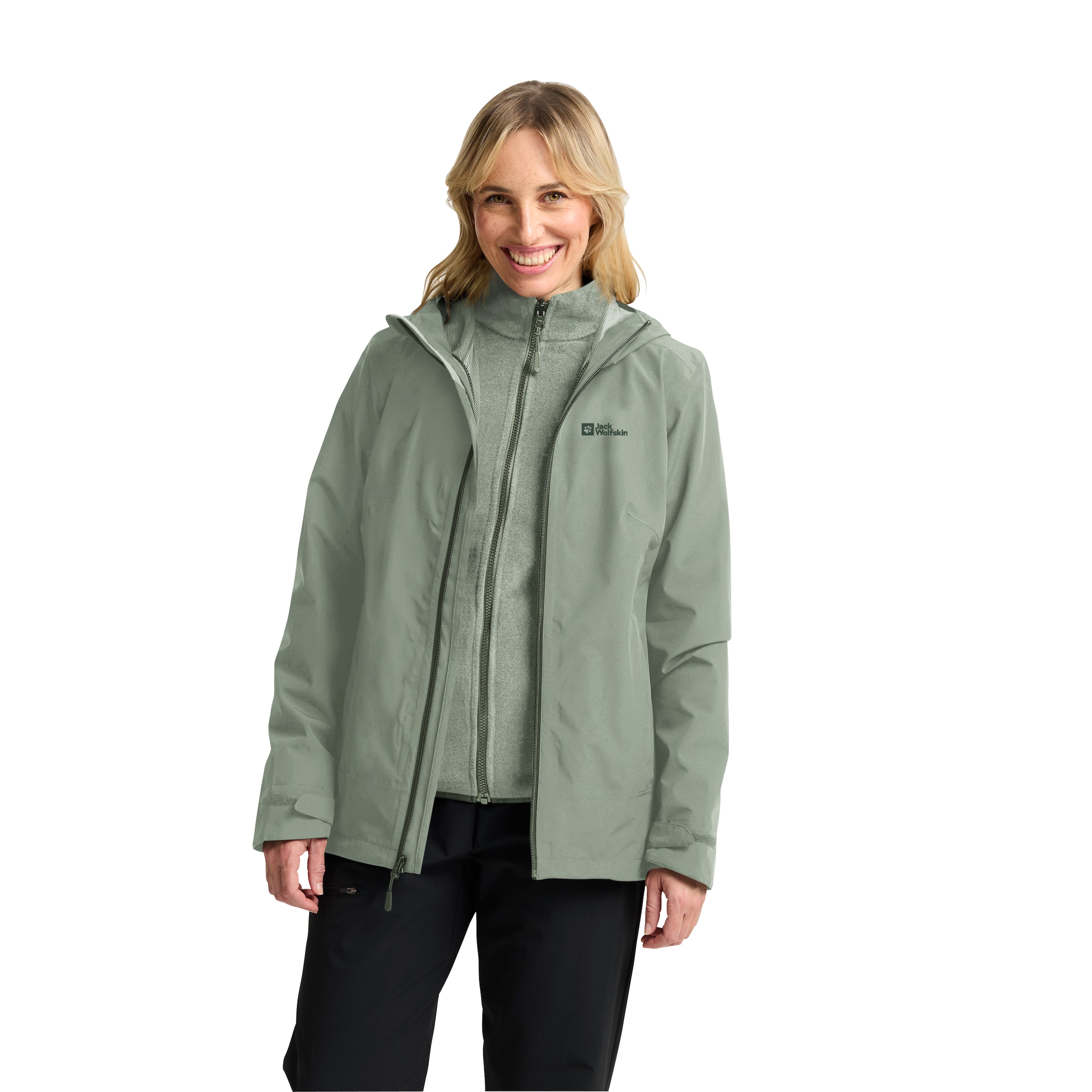 Jack Wolfskin 3-in-1-Funktionsjacke »MOONRISE 3IN1 JKT W«, mit Kapuze, 3in1, atmungsaktiv, Übergangsjacke