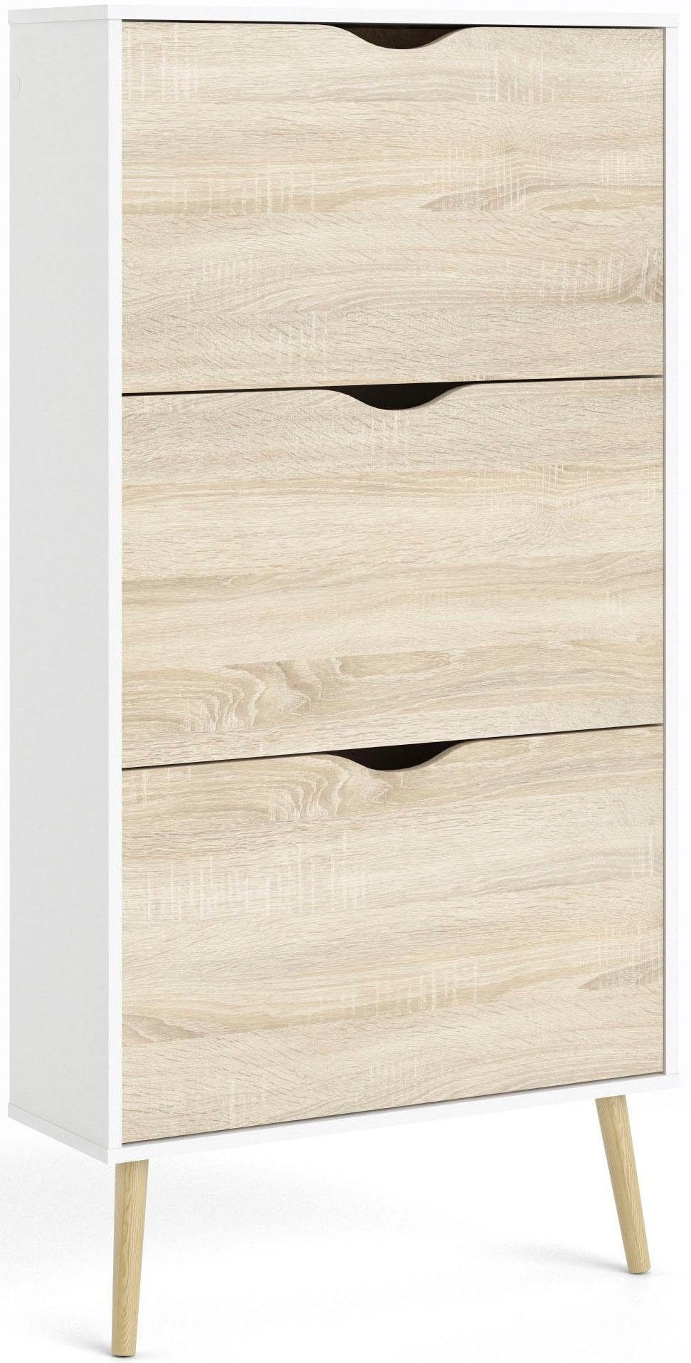Home affaire Schuhschrank "Oslo Schuhaufbewahrung, Schuhkommode, Schuhregal, Garderobenschrank" mit 3 Klappen, Breite 70 cm, Höhe 139 cm