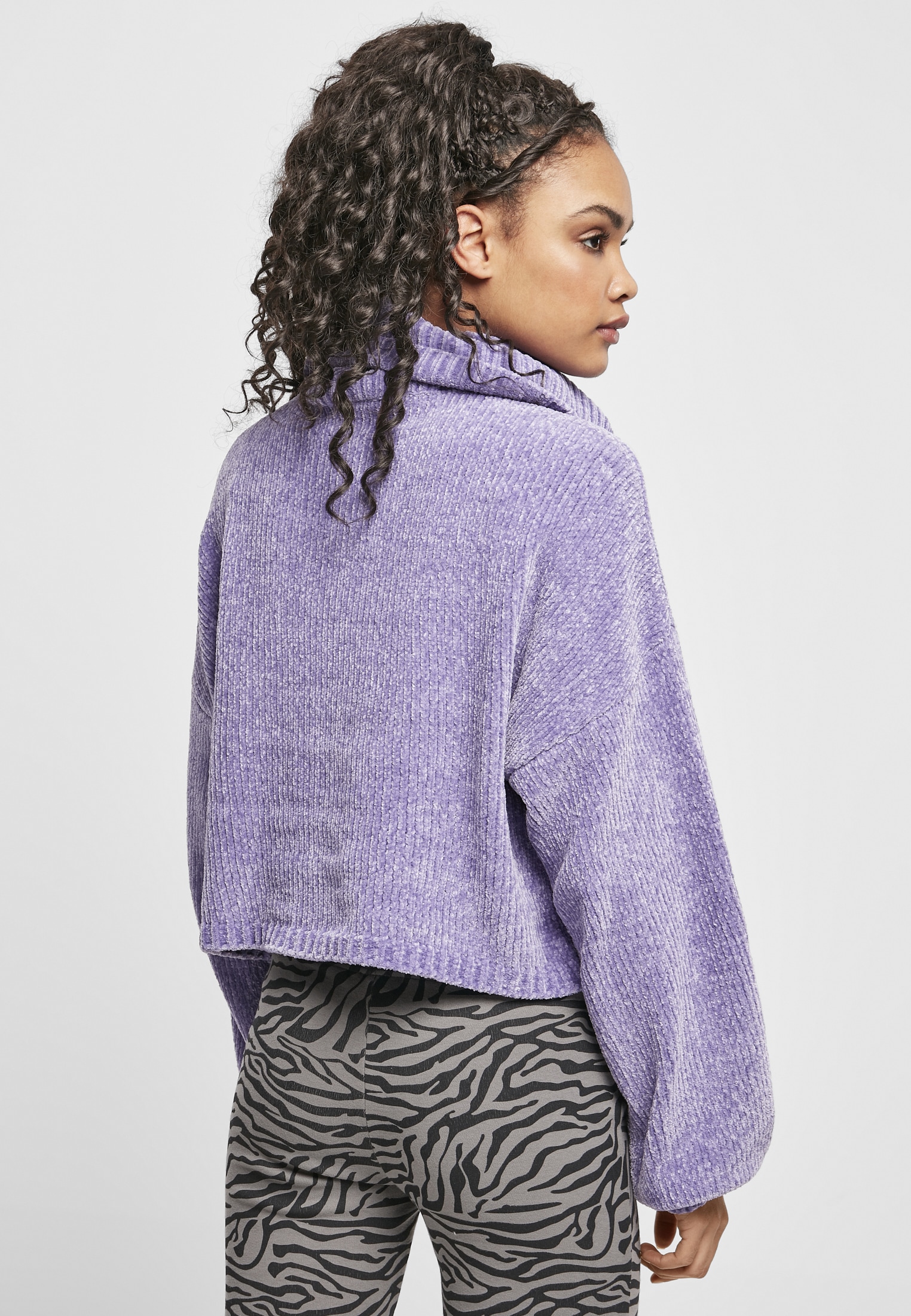 URBAN CLASSICS Sweatshirt »Urban Classics Damen Ladies Short Chenille Turtleneck Sweater«