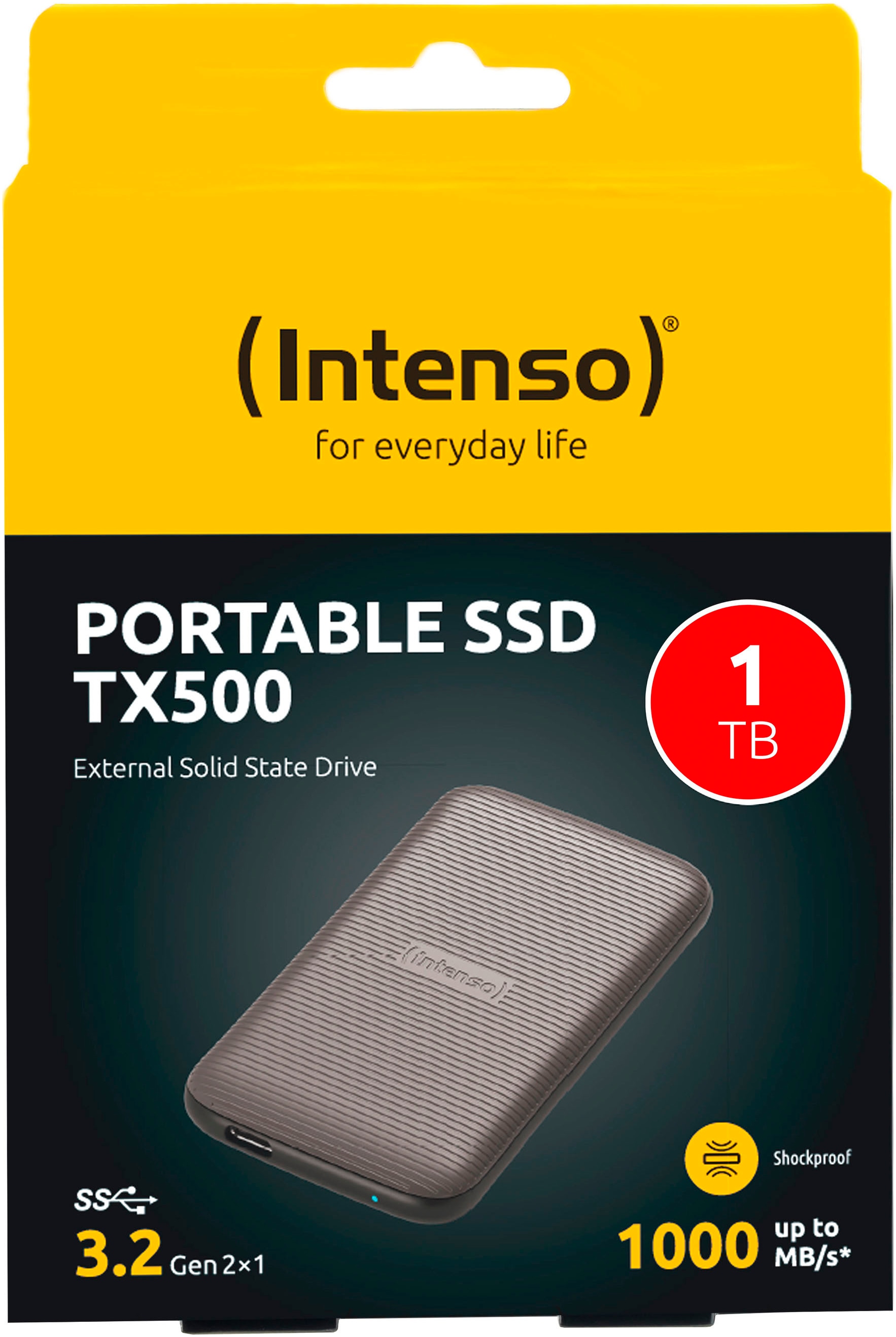 Intenso externe SSD »TX500 1TB Lesen/Schreiben bis zu 1000 MB/s«, Anschluss USB 3.2 Gen-2