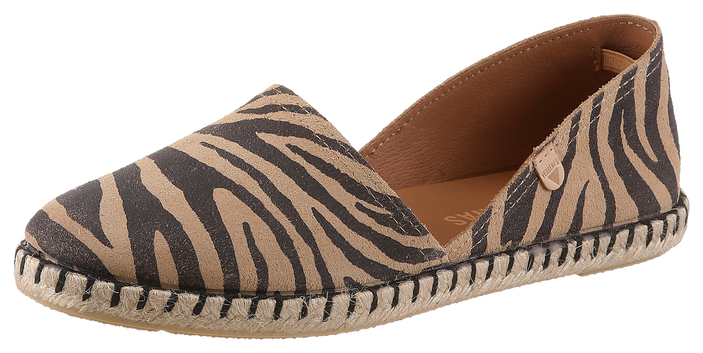 VERBENAS Espadrille Slipper, Sommerschuh, Urlaubsschuh, Flat im Zebra-Look günstig online kaufen