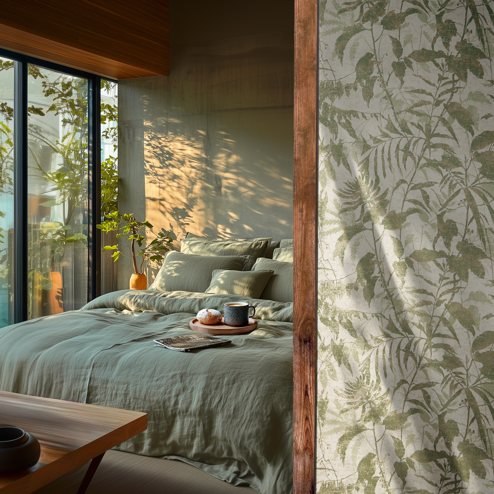 living walls Vliestapete »Botanik-Tapete Natur Blättermuster strukturiert« botanisch strukturiert