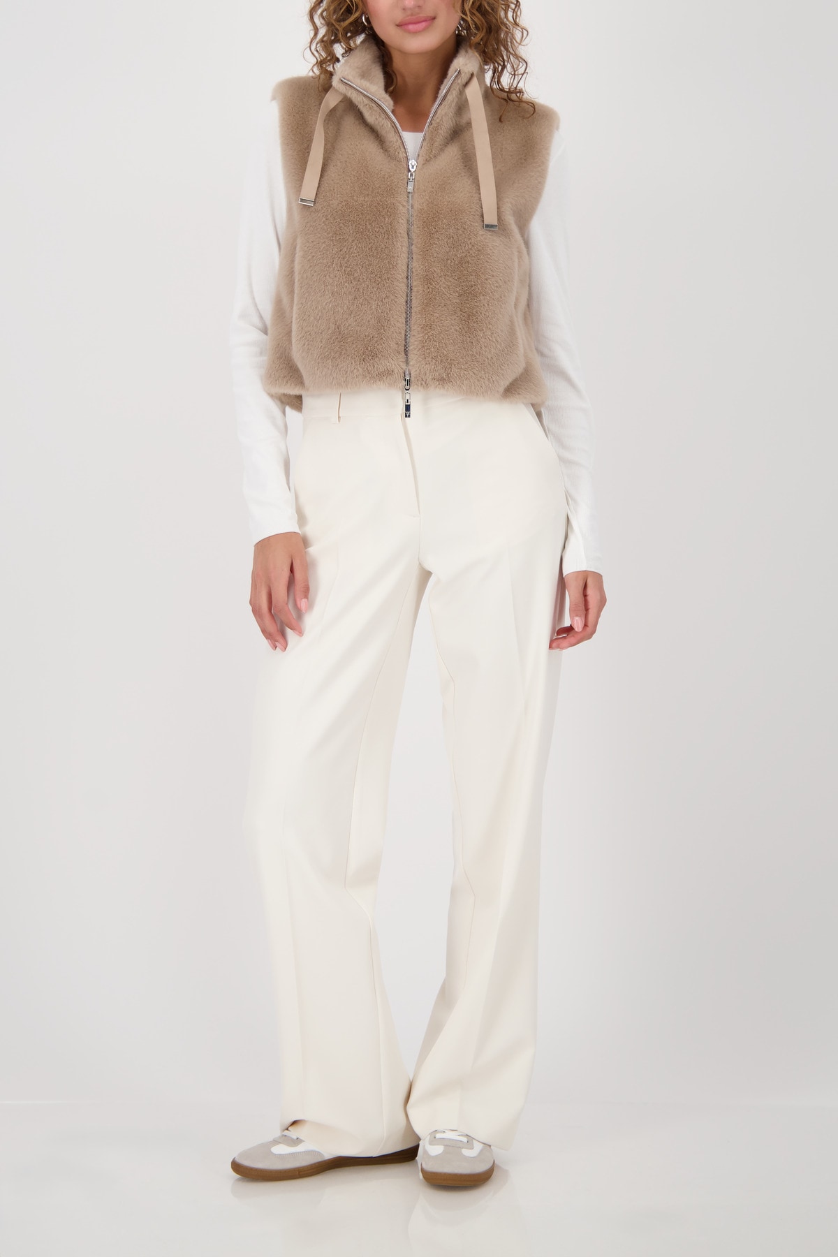 Monari Fellimitatweste »Weste fake fur«, Regular fit mit Rundhalsausschnitt