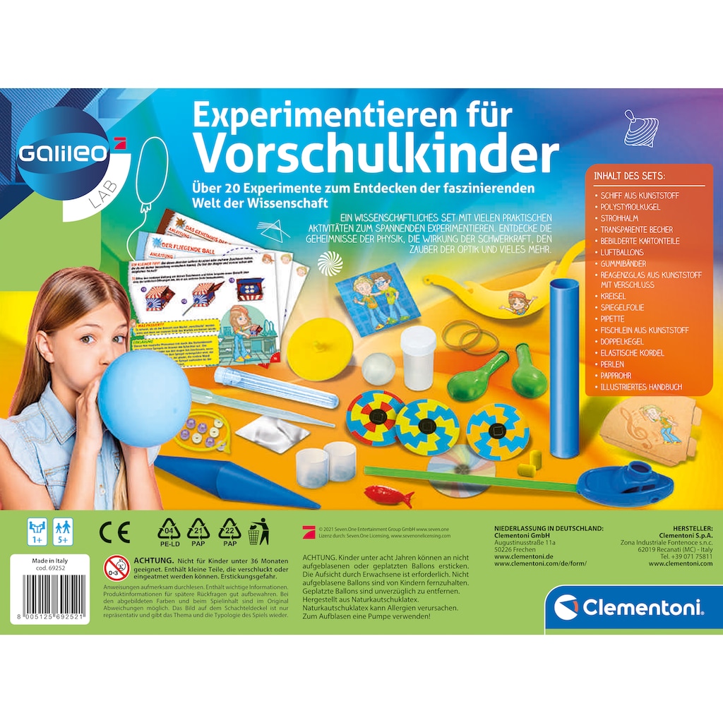 Clementoni® Experimentierkasten »Galileo, Experimentieren für Vorschulkinder«