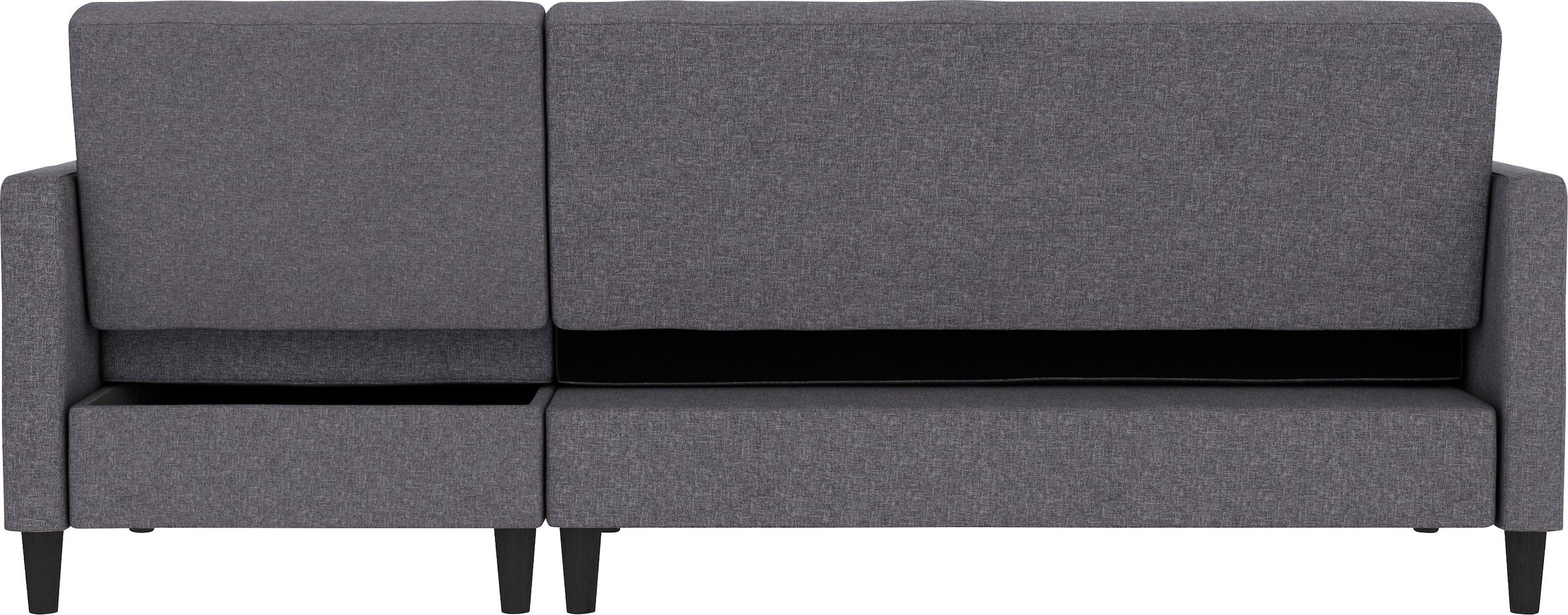 Dorel Home Ecksofa mit Schlafffunktion, Recamiere mit Stauraum beidseitig montierbar, Rückenlehne 2-teilig und 3-fach verstellbar