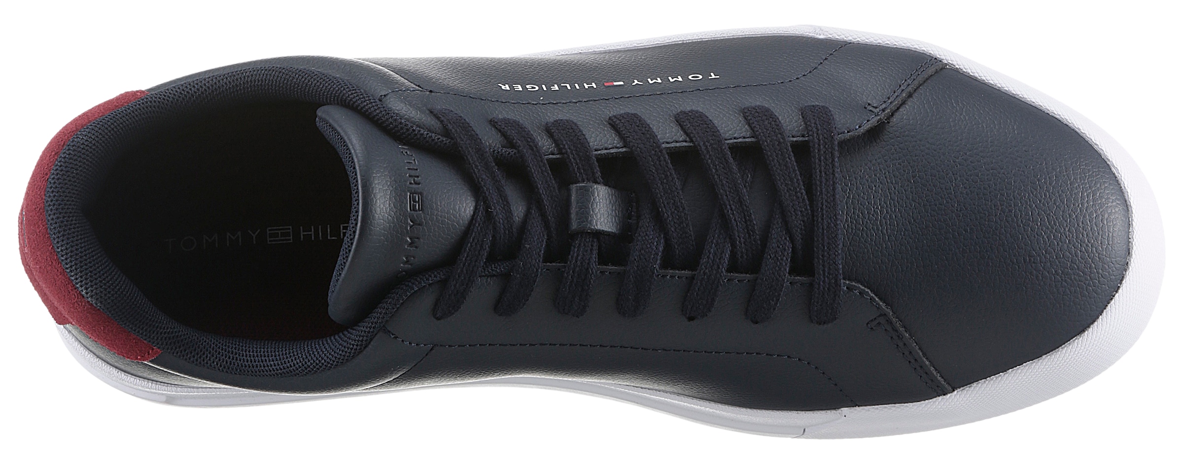 Tommy Hilfiger Plateausneaker »TH COURT LEATHER GRAIN ESS«, Freizeitschuh, Halbschuh, Schnürschuh mit Logoschriftzug