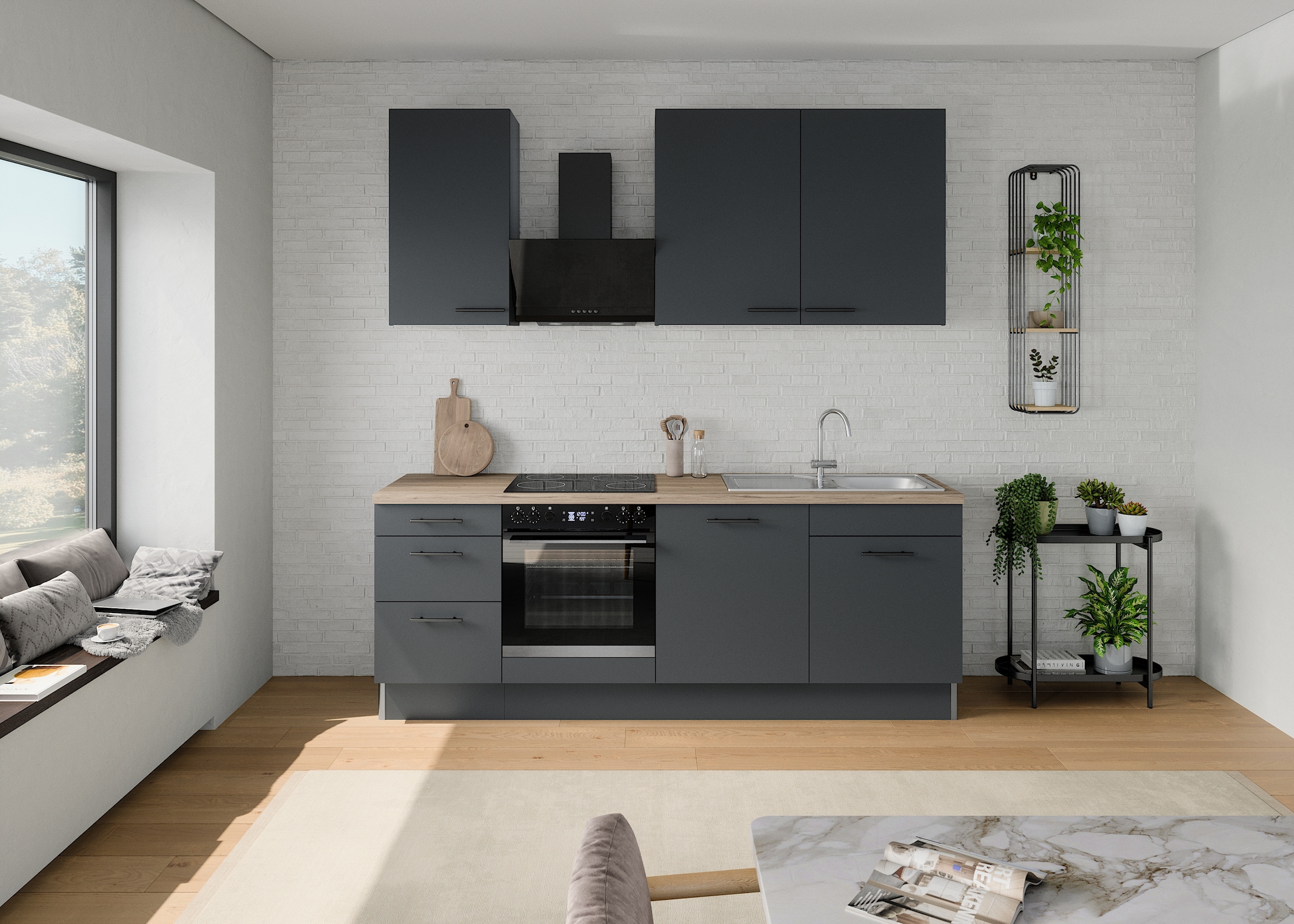 OPTIFIT Küchenzeile »Fiona«, Breite 230 cm, mit Hanseatic-E-Geräten in Premium oder Basic