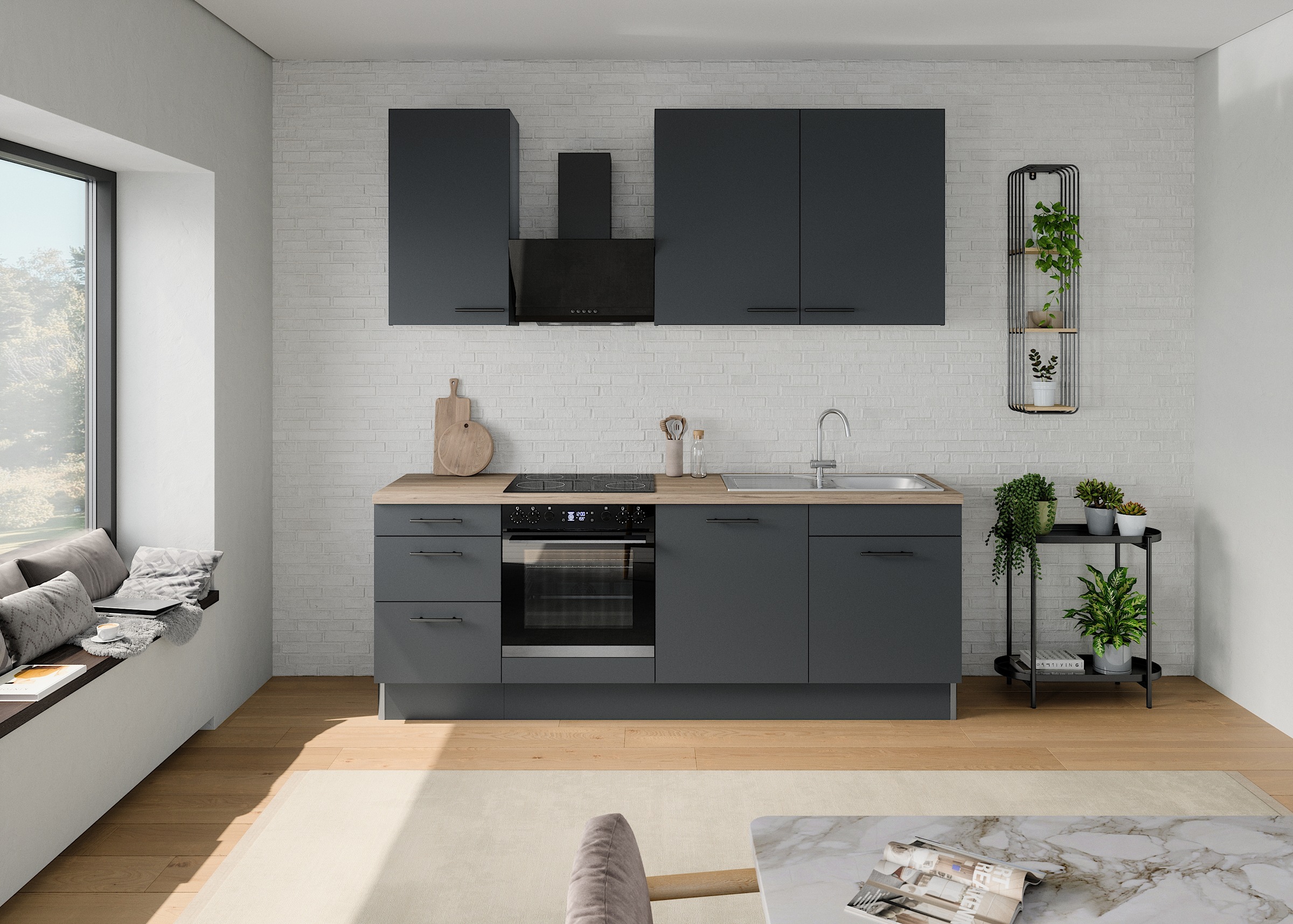 OPTIFIT Küchenzeile "Fiona", Breite 230 cm, mit Hanseatic-E-Geräten in Prem günstig online kaufen