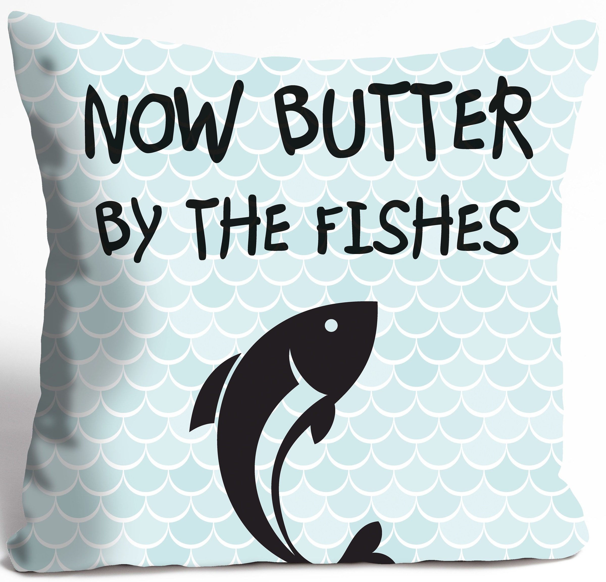 queence Dekokissen "NOW BUTTER BY THE FISHES" Kissenhülle ohne Füllung, 1 S günstig online kaufen