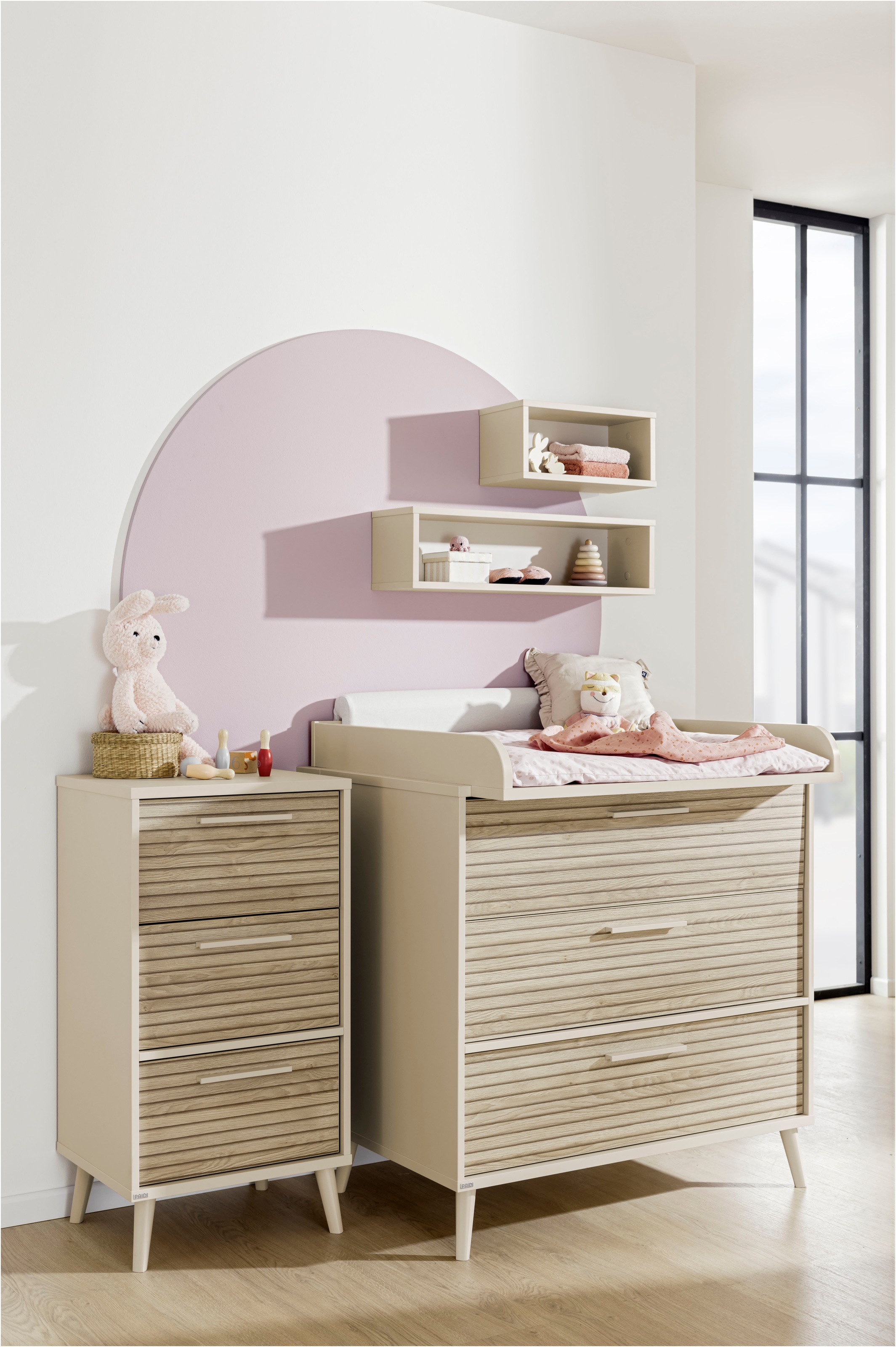 PAIDI Highboard "EEFJE, Regal in modernem Design, Cashmere-Beige mit Groovy günstig online kaufen