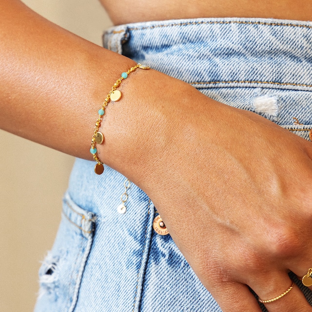CAÏ Armband »925 Silber vergoldet Amazonit Plättchen« für kaufen | BAUR