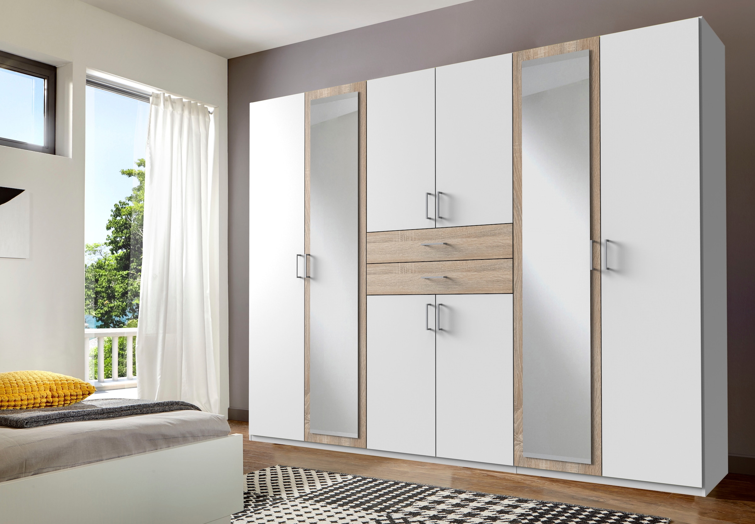Wimex Kleiderschrank »Diver Drehtürenschrank mit Spiegel, 180, 225 o. 270cm breit«, Bestseller Schlafzimmerschrank wahlweise 3 Innenausstattungen
