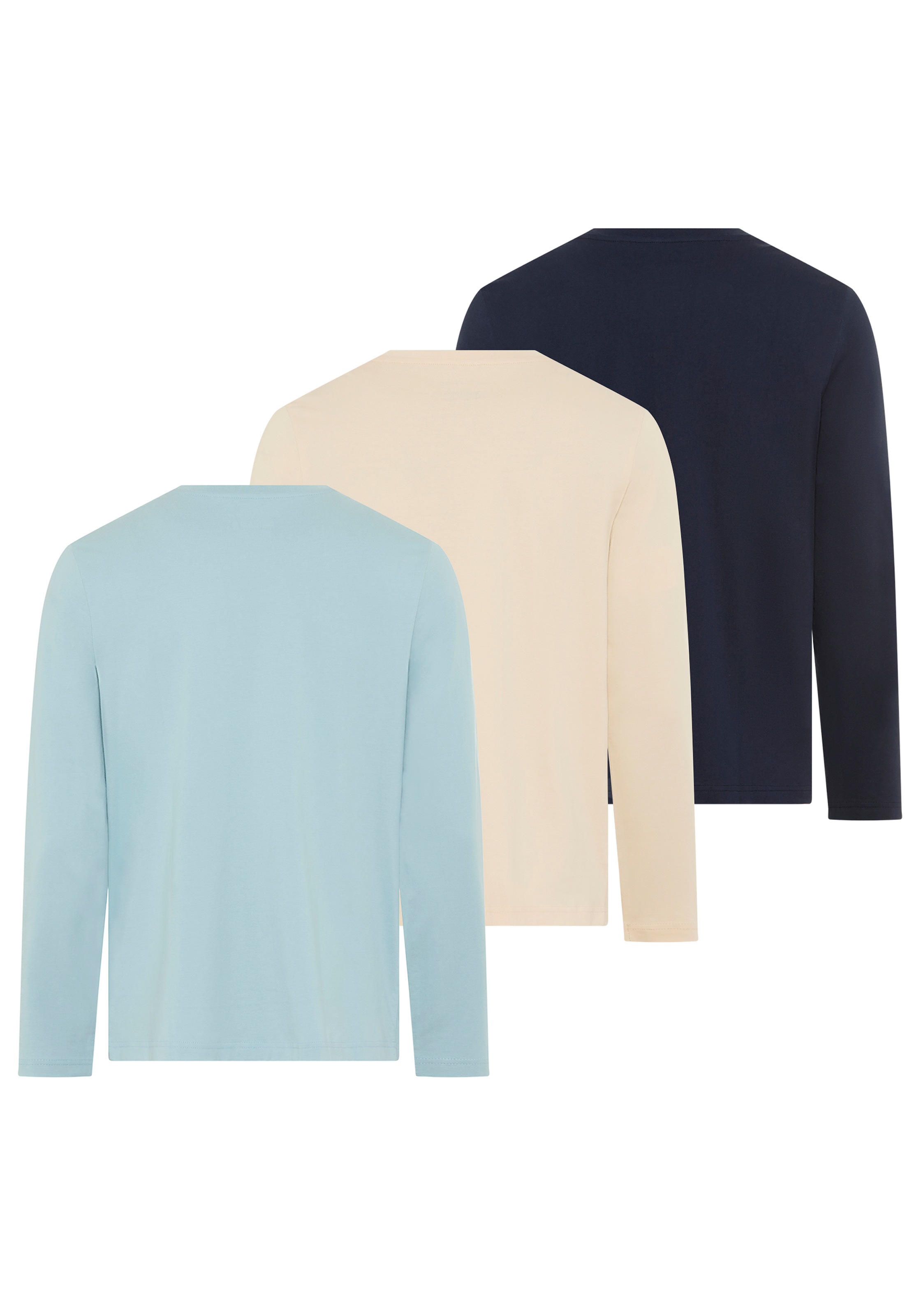 Man's World Langarmshirt »neue Farbe !« 3er-Pack,  Langarm,  unifarben,  aus Baumwolle,  im 3er-Pack