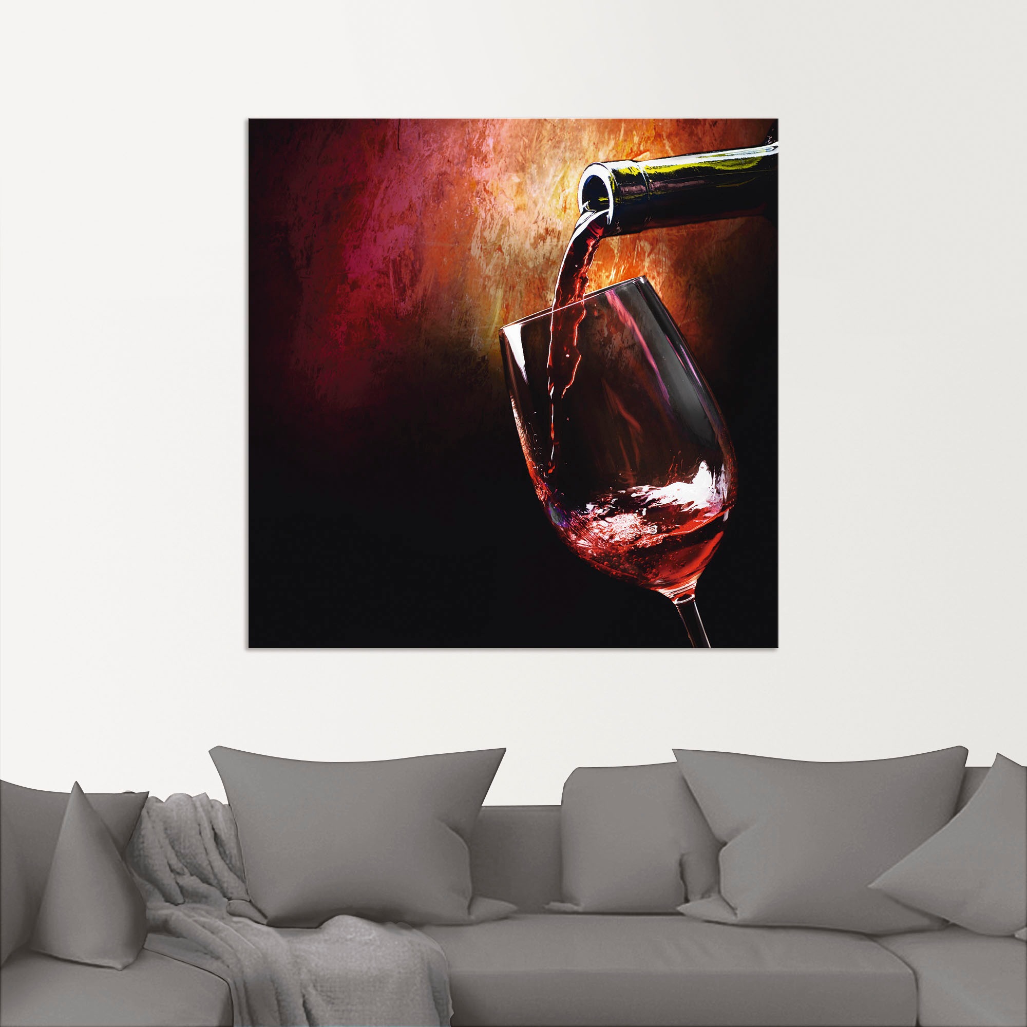 Größen als versch. St.), (1 BAUR Leinwandbild, Wandbild - kaufen Poster Getränke, Artland oder Alubild, | »Wein in Rotwein«, Wandaufkleber