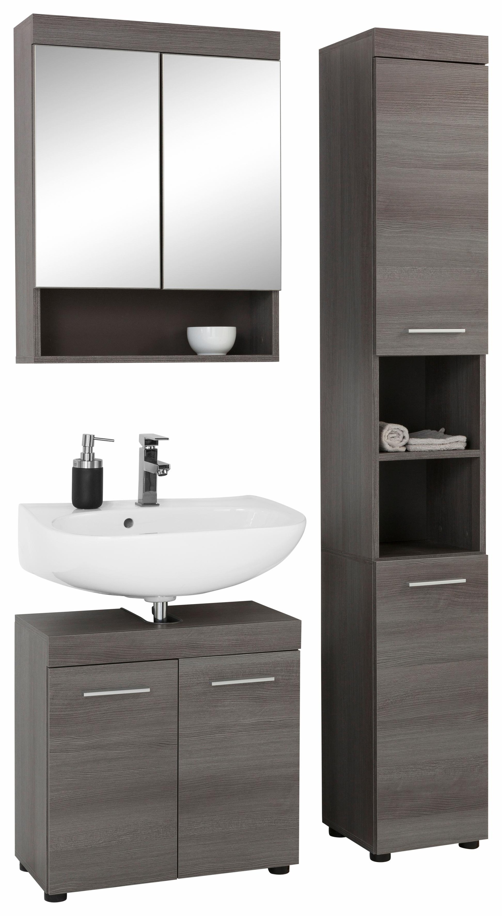 trendteam Badmöbel-Set Runner, (Set, 3 St.), mit Struktur-Fronten