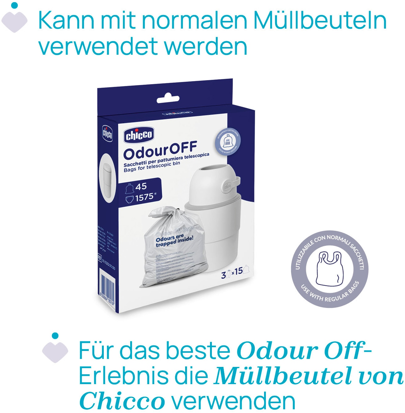 Chicco Windeleimer »Deckel Second life für Teleskop Windeleimer«, teilweise aus recyceltem Material