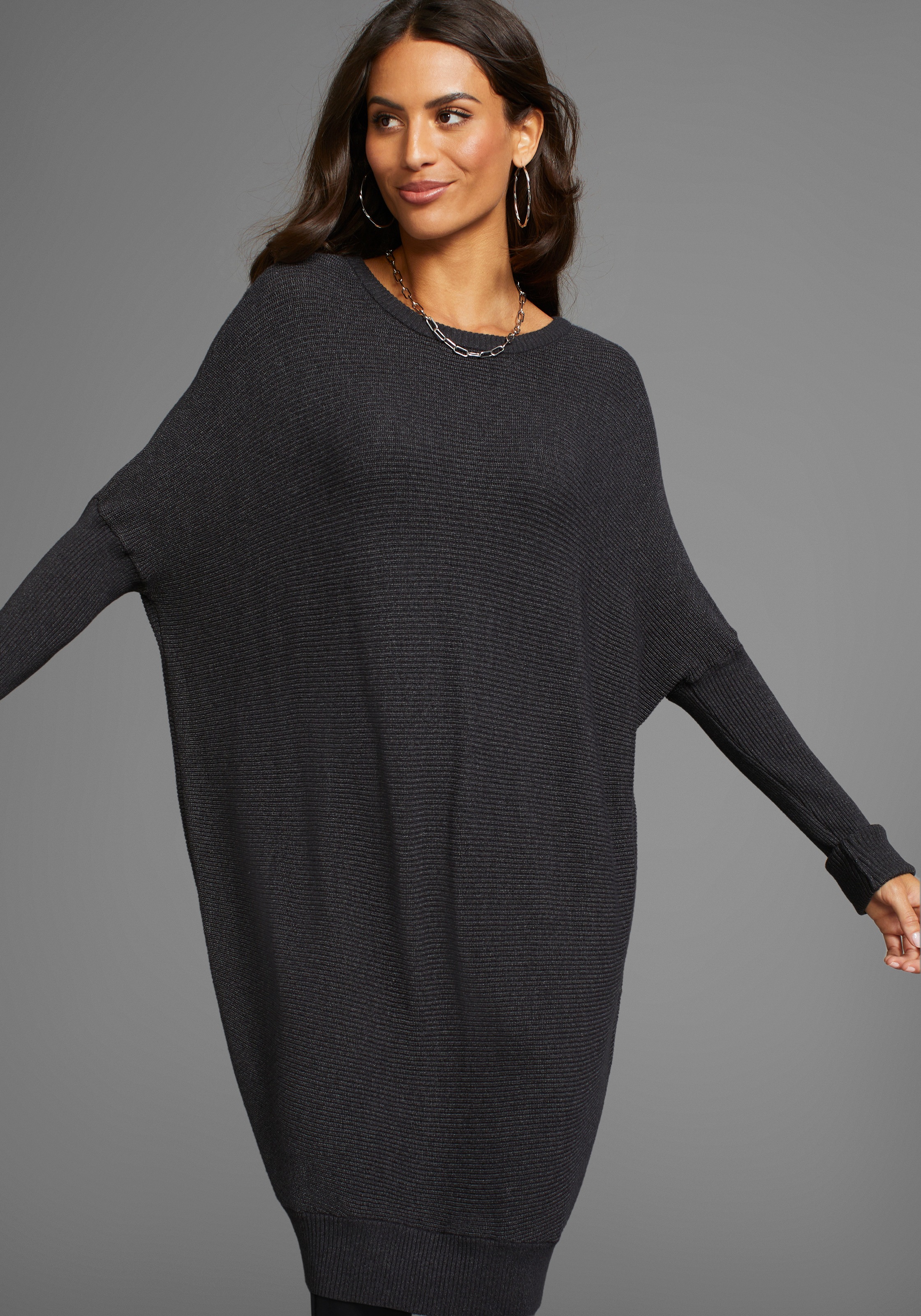Laura Scott Longpullover in oversized Form mit Rippstruktur günstig online kaufen
