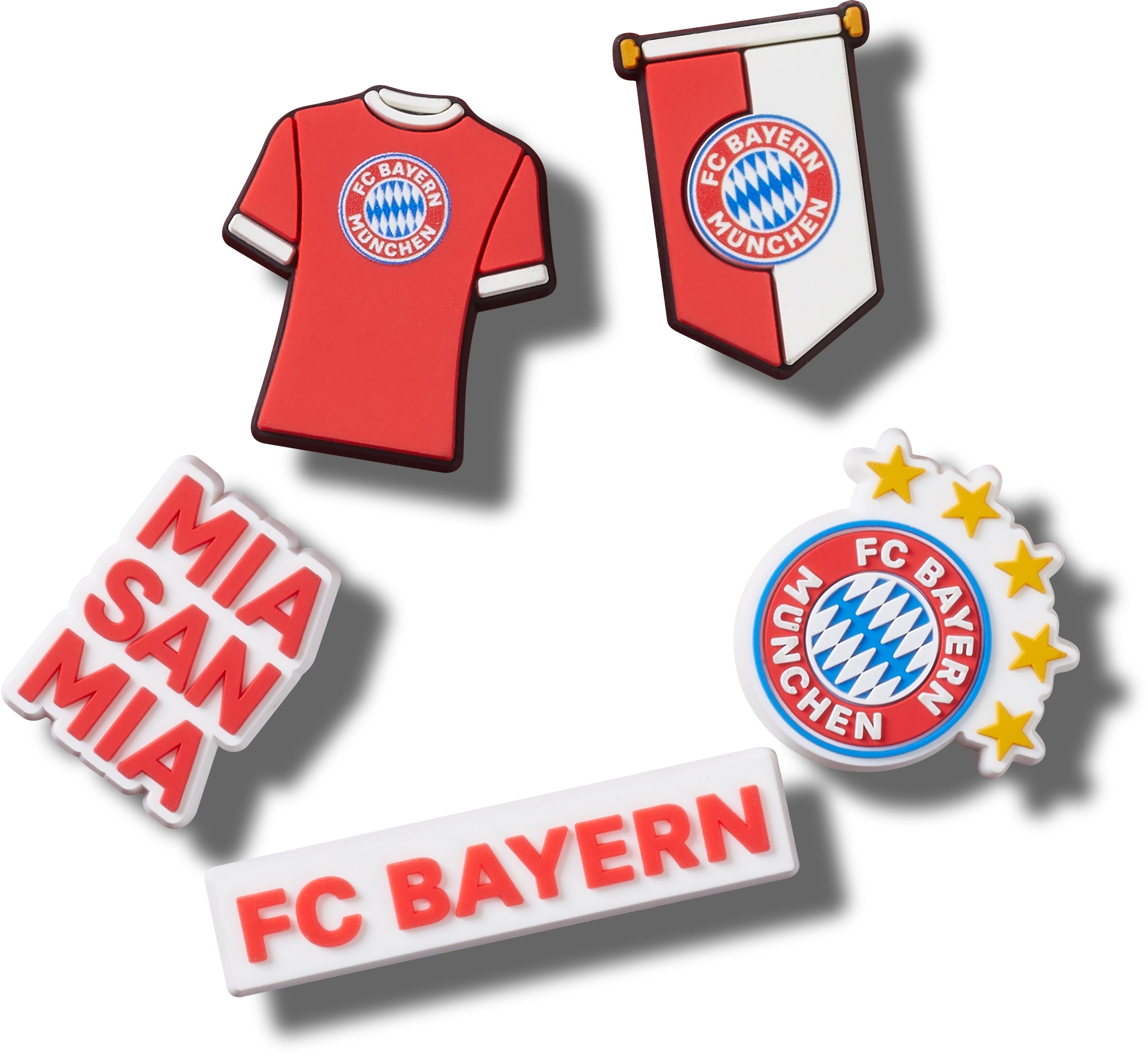 Schuhanstecker »Jibbitz™ FC Bayern«, (Set, 5 tlg., Kein Spielzeug. Nicht für Kinder...