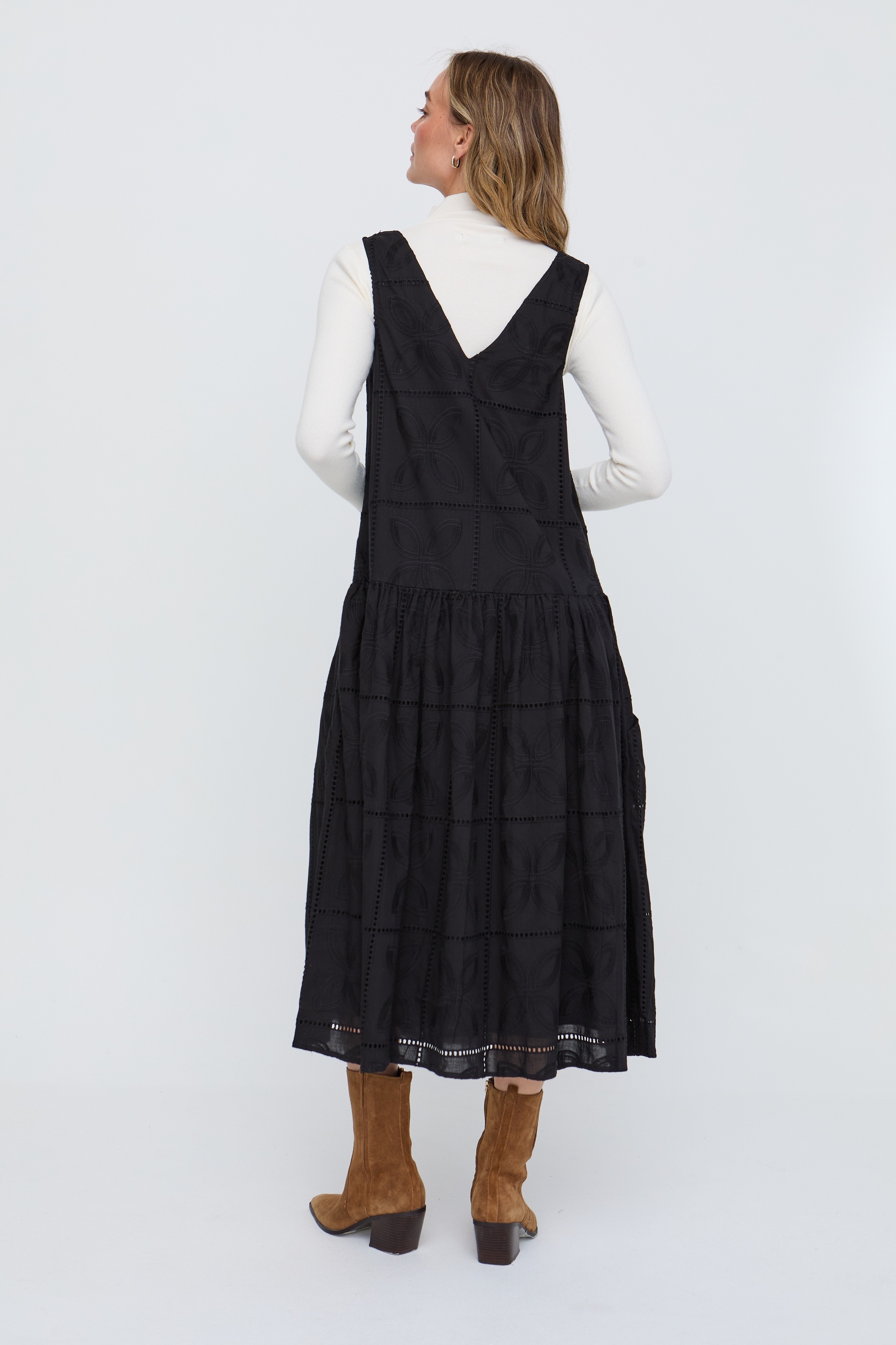 RAFFYA Midikleid »Squire All Over Cut Work Drop Waist Midi Dress Damen«